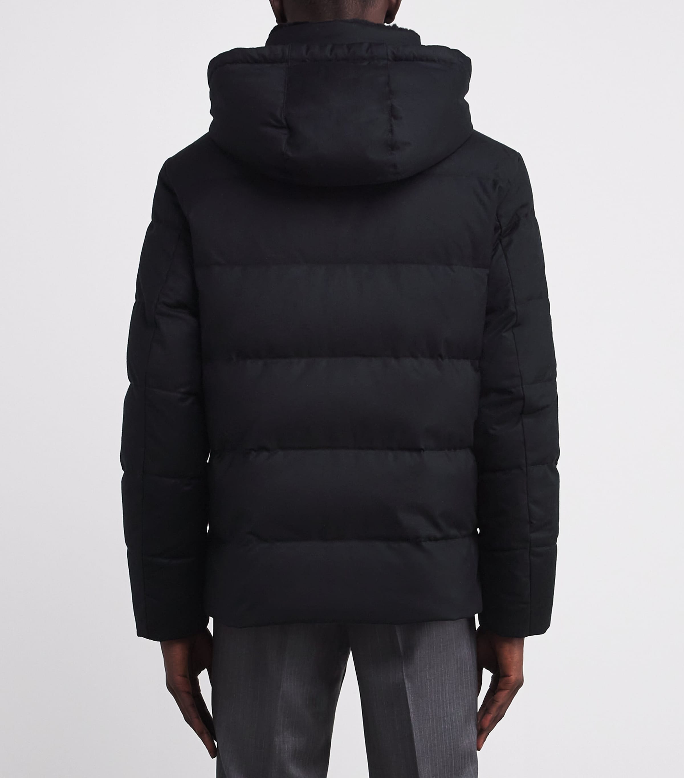 Wool-Silk Green Storm System Mink-Trim Puffer Jacket B2335 NAVY/NOIR Image 4