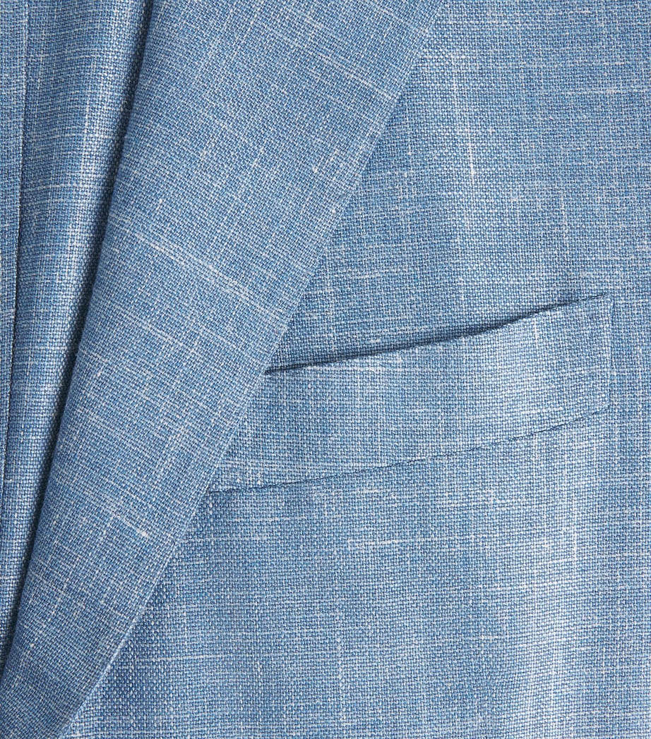 Corneliani Mens Wool-Silk-Linen-Blend Blazer Sky Blue Image 6