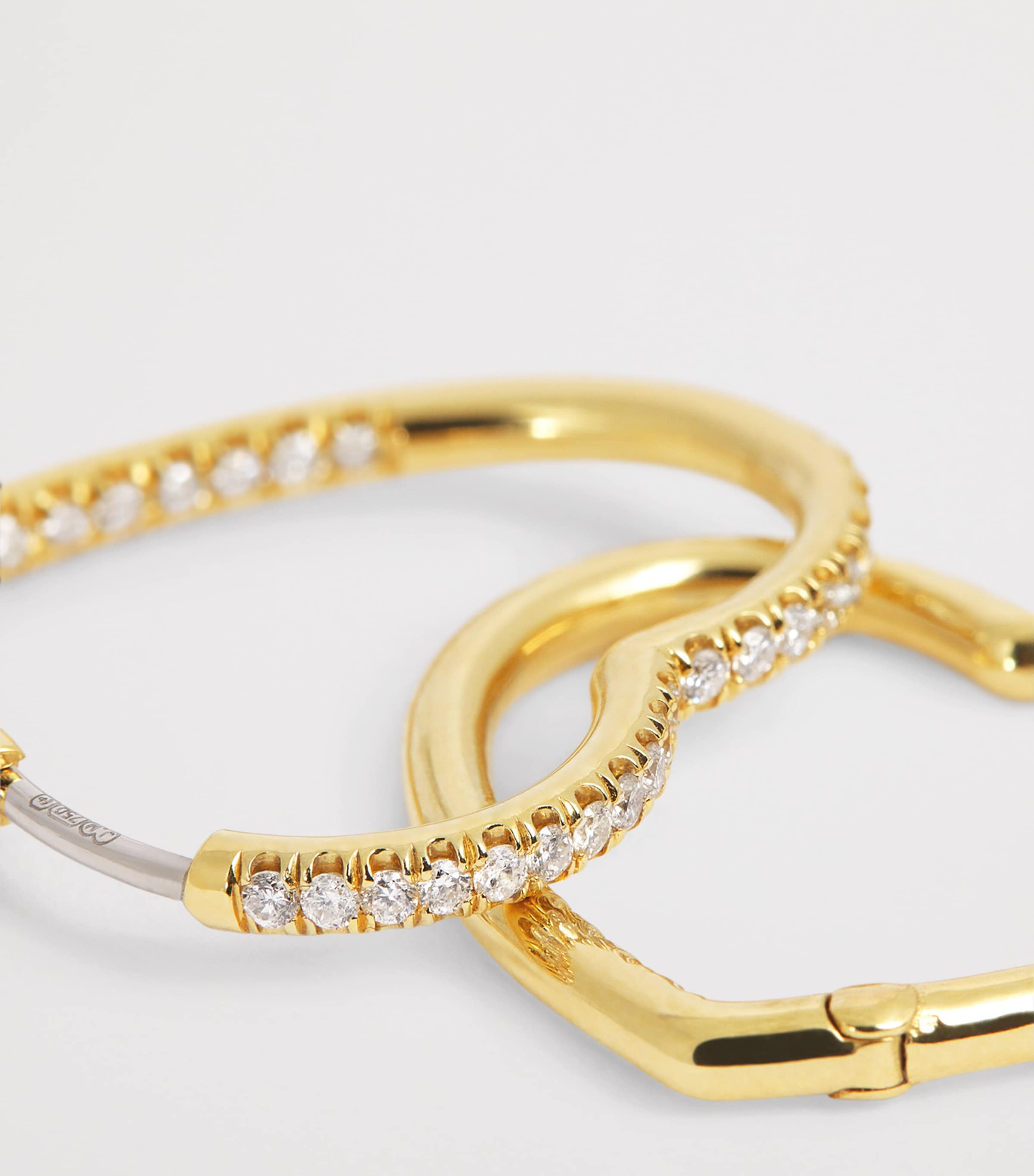 Yellow Gold and Diamond Edith Heart Hoop Earrings YELLOW GOLD Image 6
