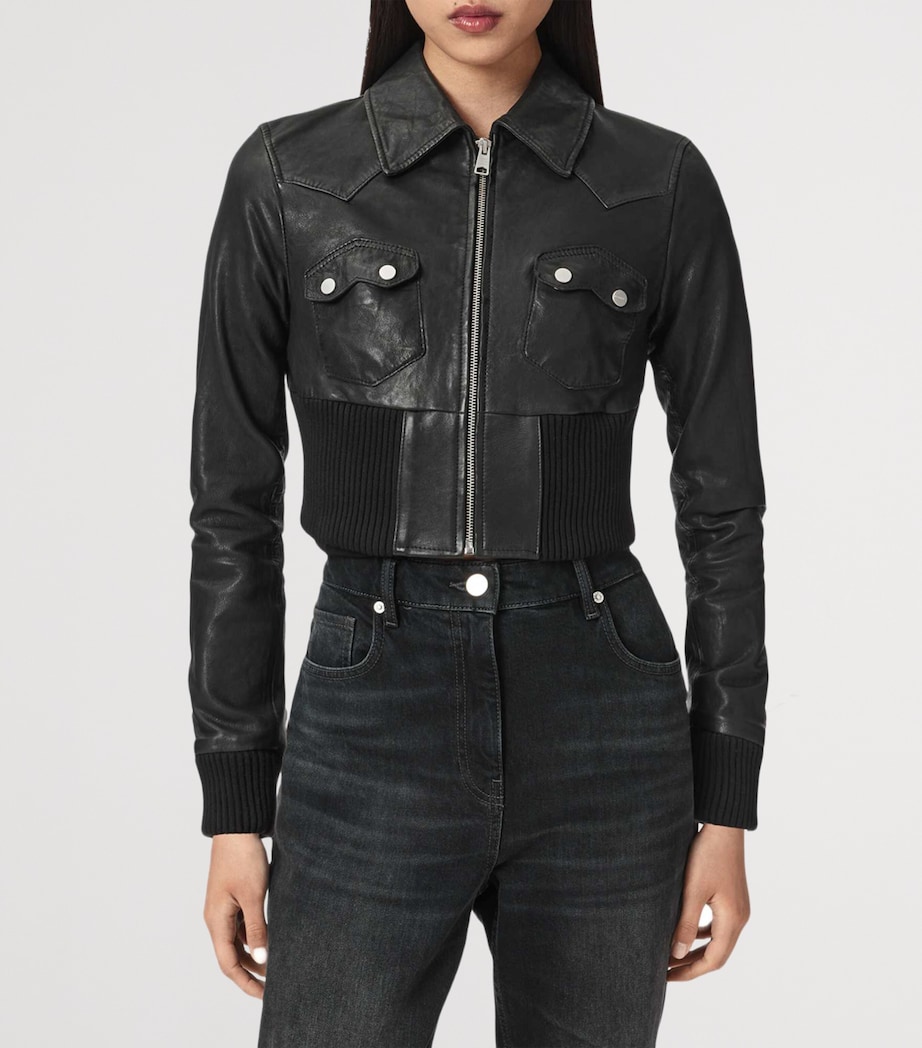 AllSaints Womens Leather Lena Jacket Black Image 3