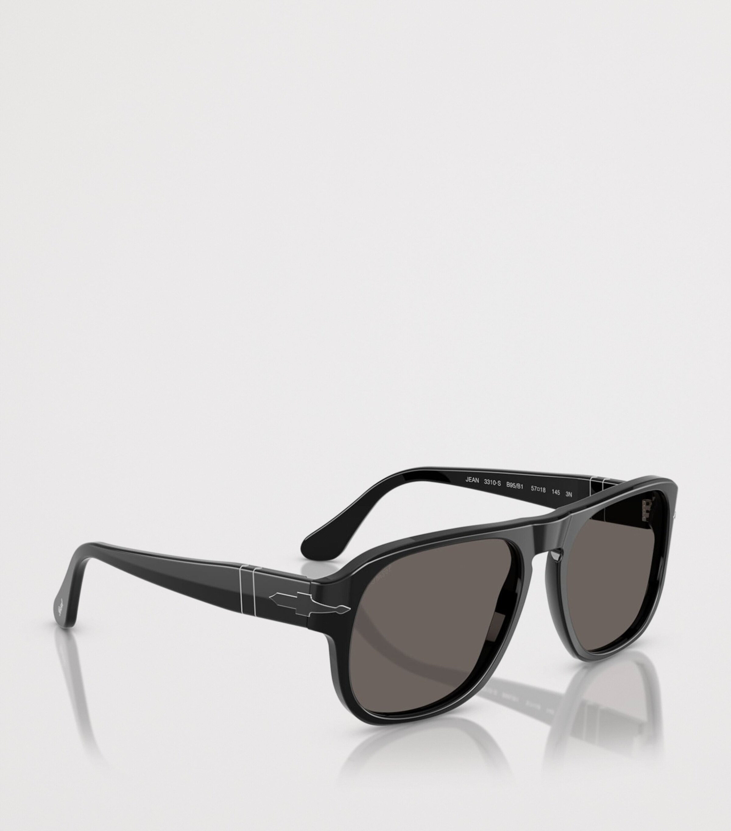Persol Acetate Jean Rectangle Sunglasses Black Image 6