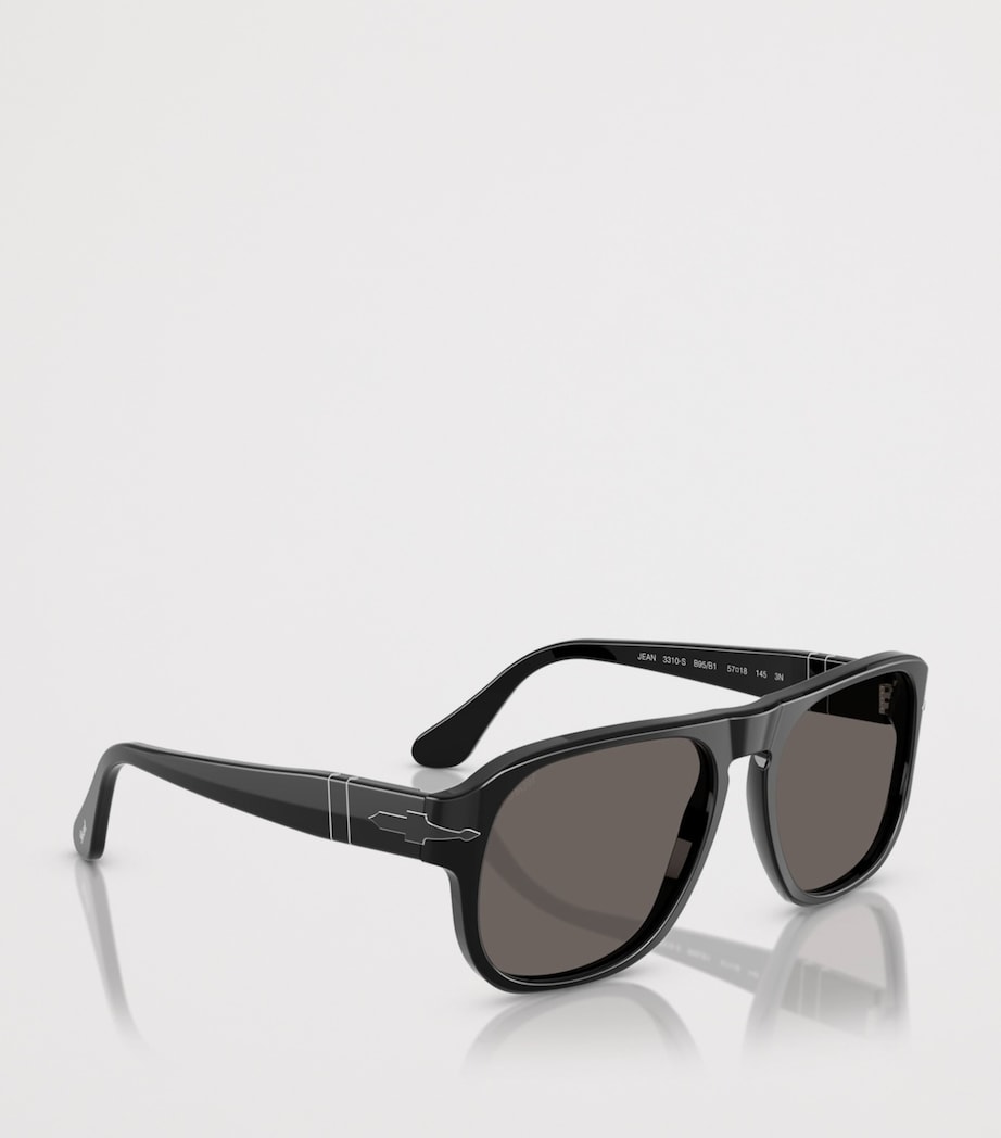 Persol Acetate Jean Rectangle Sunglasses Black Image 6