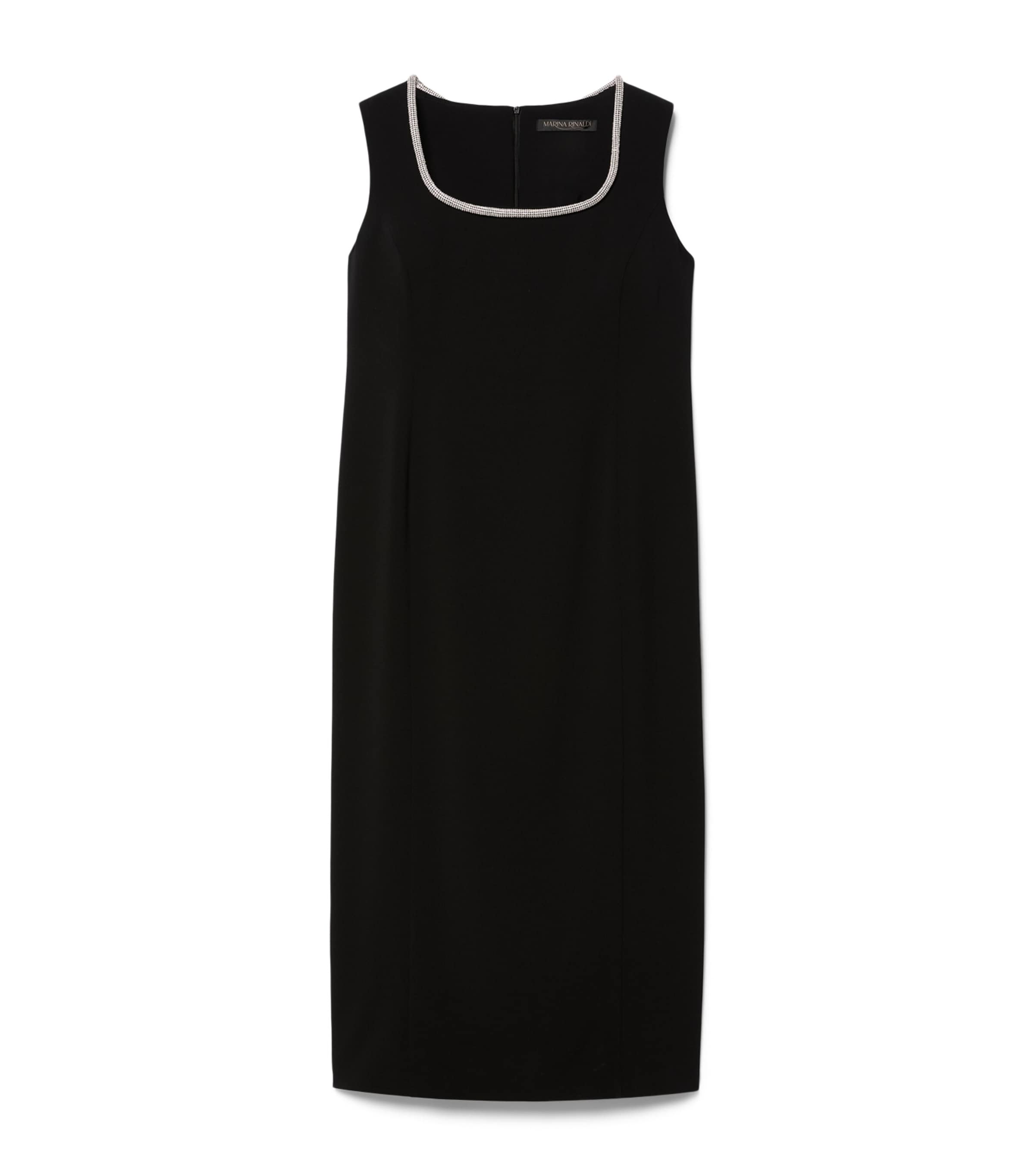 Marina Rinaldi Womens Embellished Square-Neck Midi Dress Black Image 1