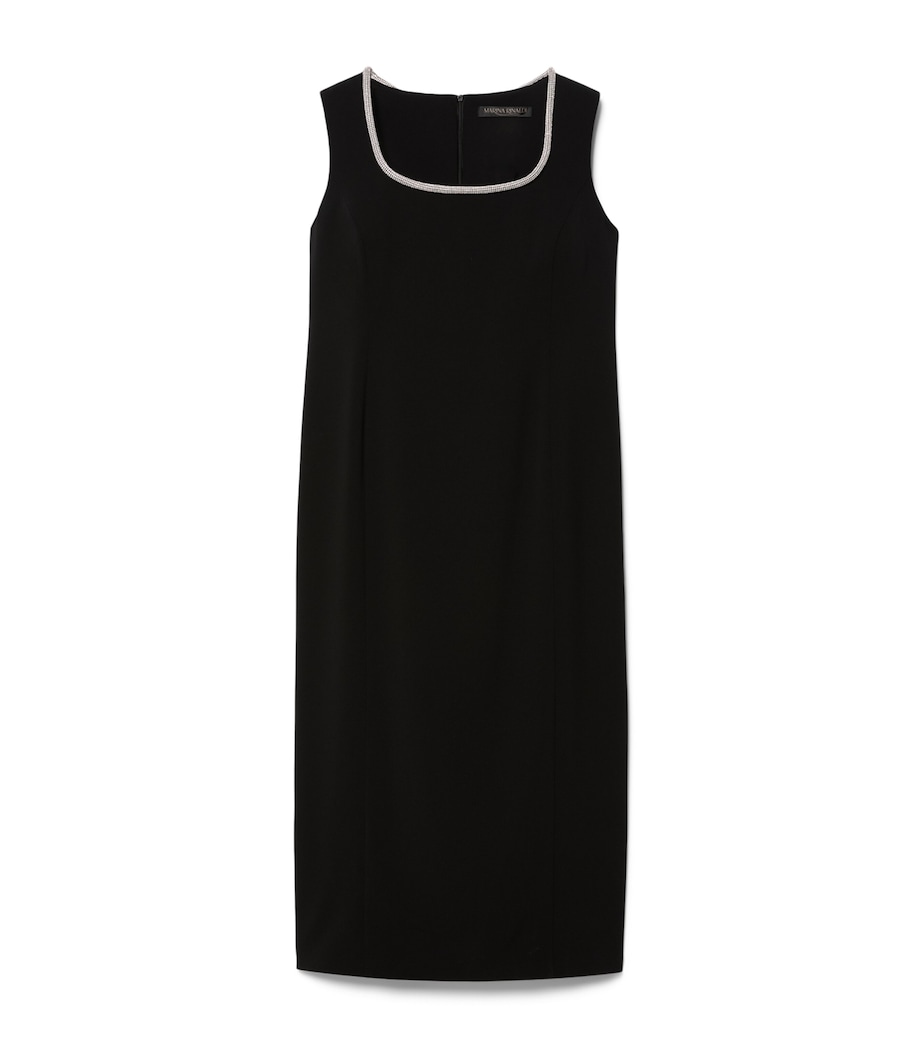 Marina Rinaldi Womens Embellished Square-Neck Midi Dress Black Image 1