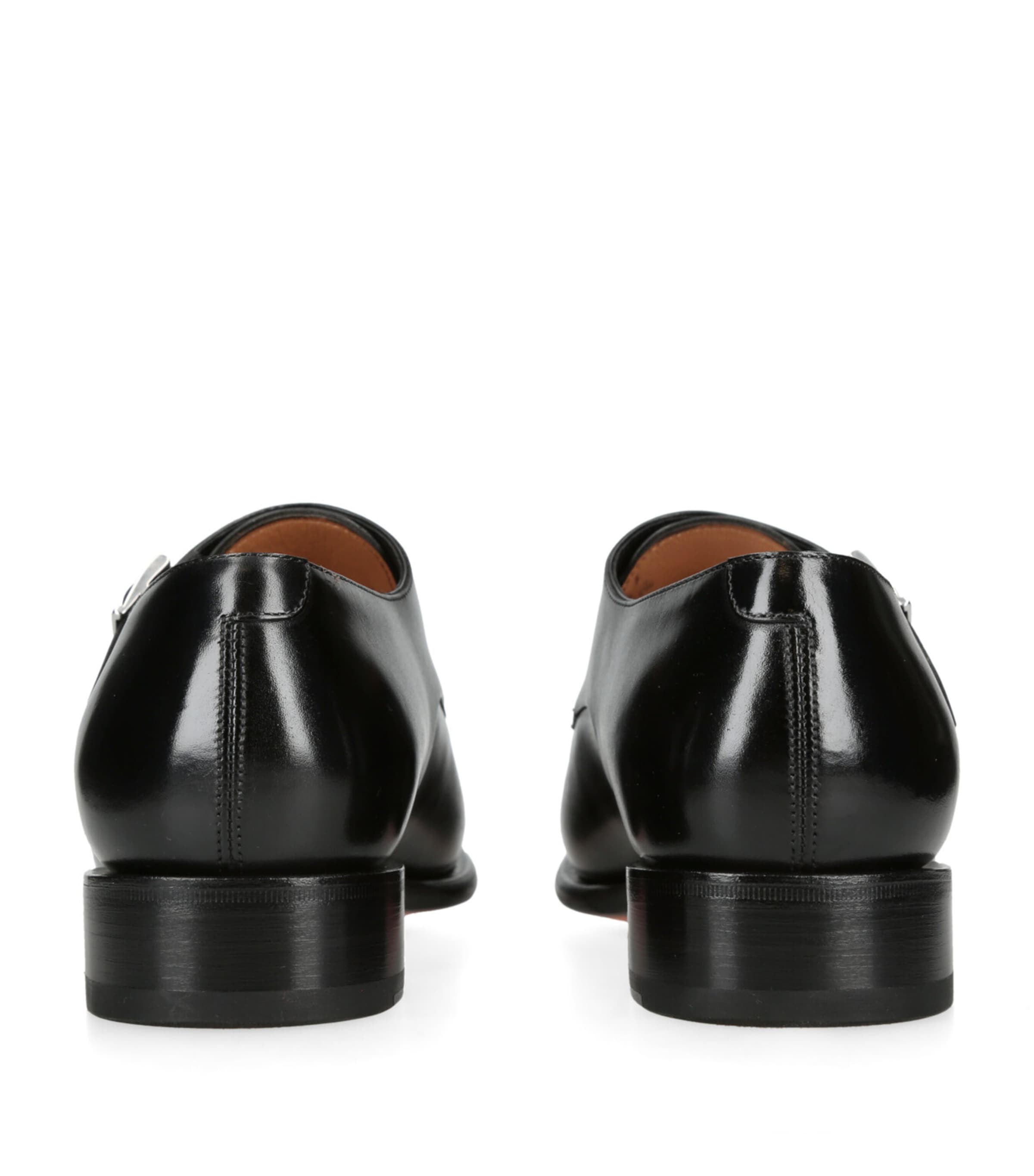 Leather Carter Double Monk Shoes BLACK Image 2