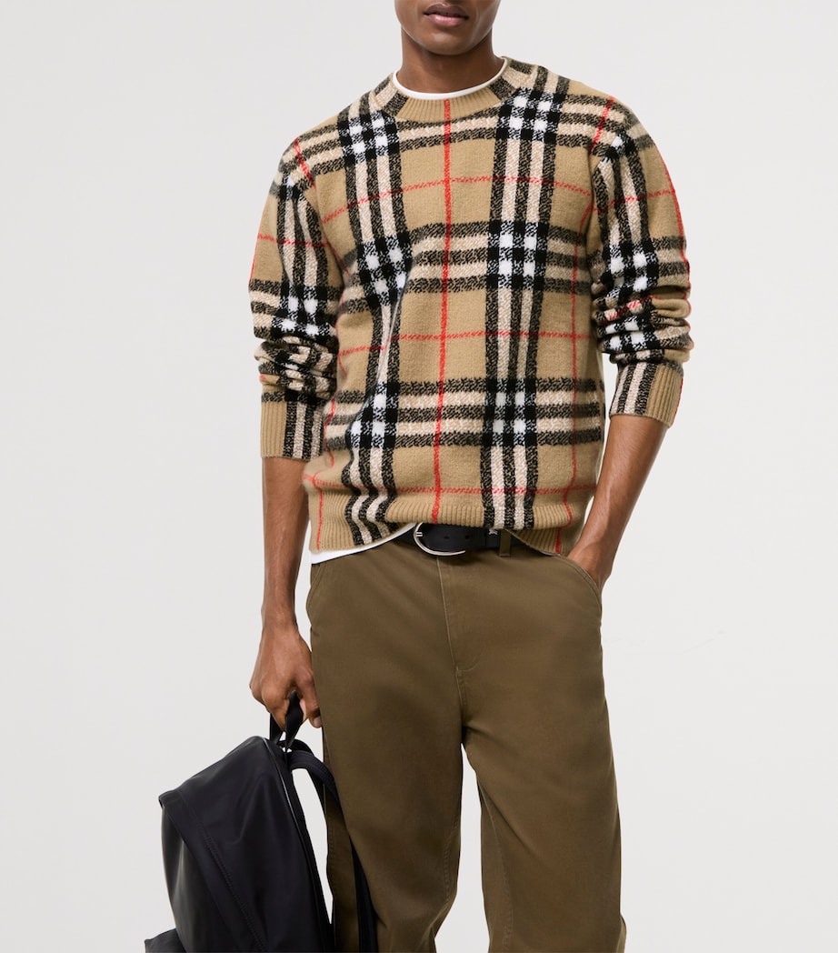 Burberry Mens Cashmere Check Sweater Sand Ip Check Image 2