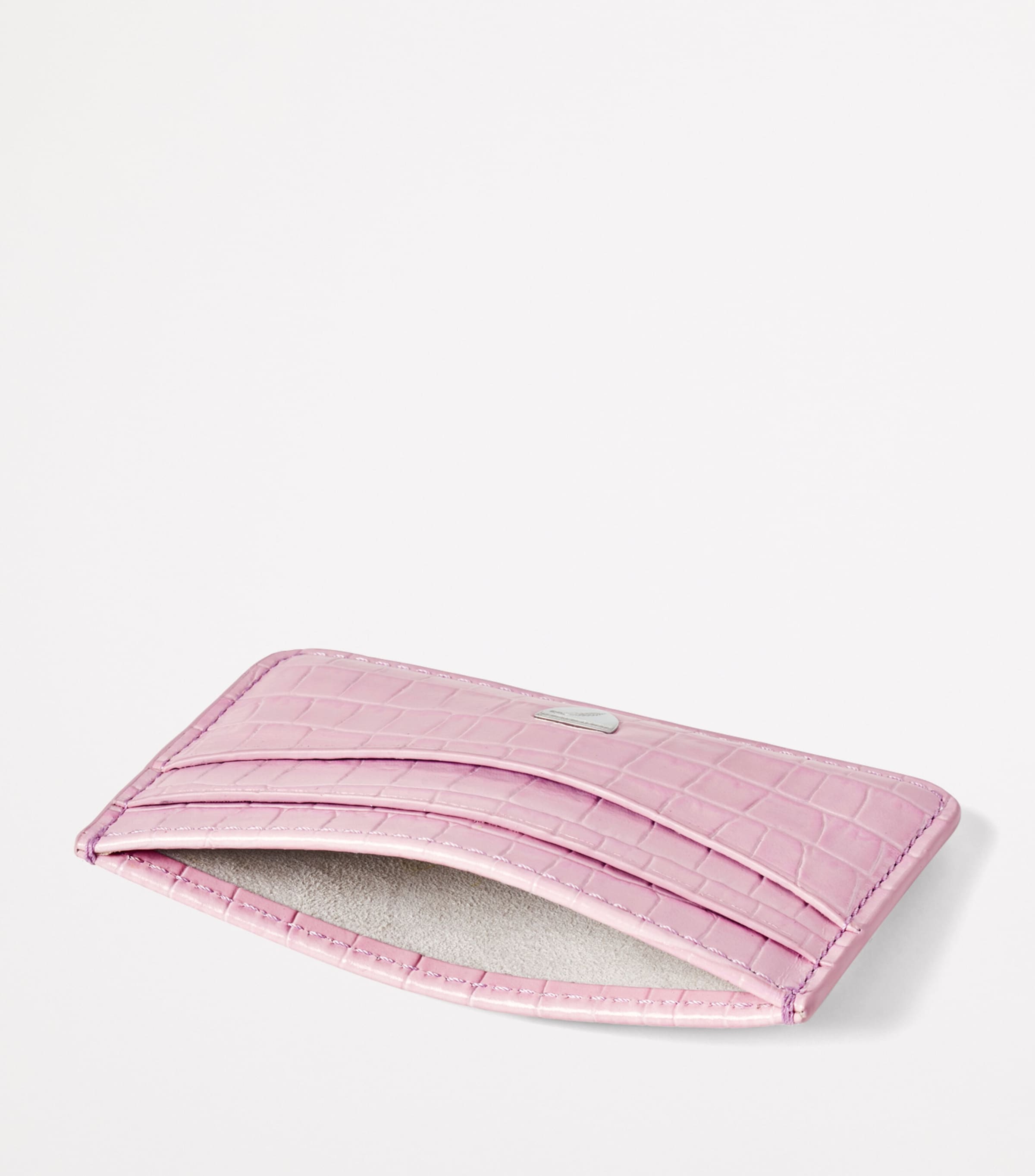 Croc-Embossed Slim Card Holder LILAC Image 3