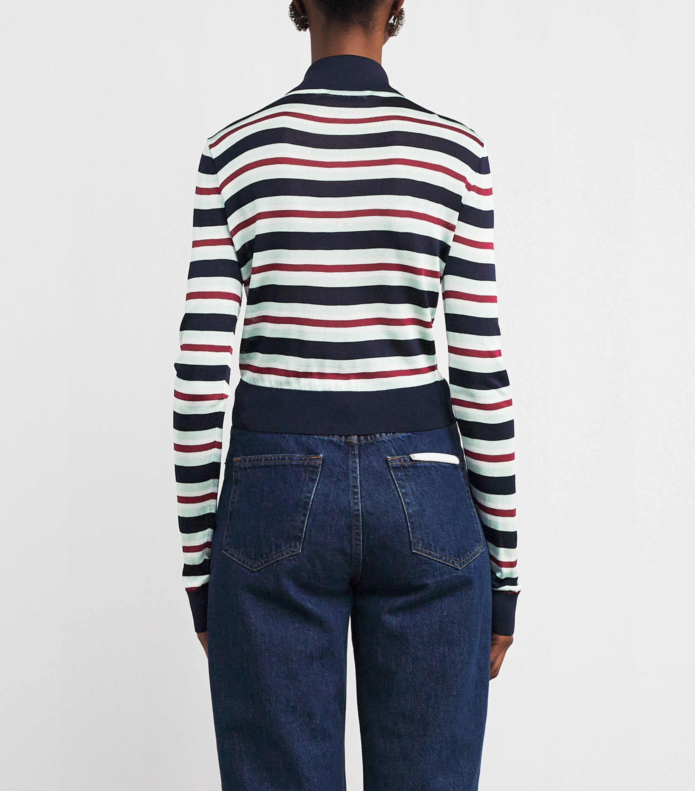 Crystal-Embellished Stripe Cardigan BLUE Image 4