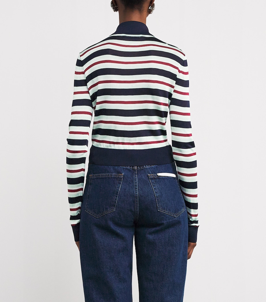 Crystal-Embellished Stripe Cardigan BLUE Image 4