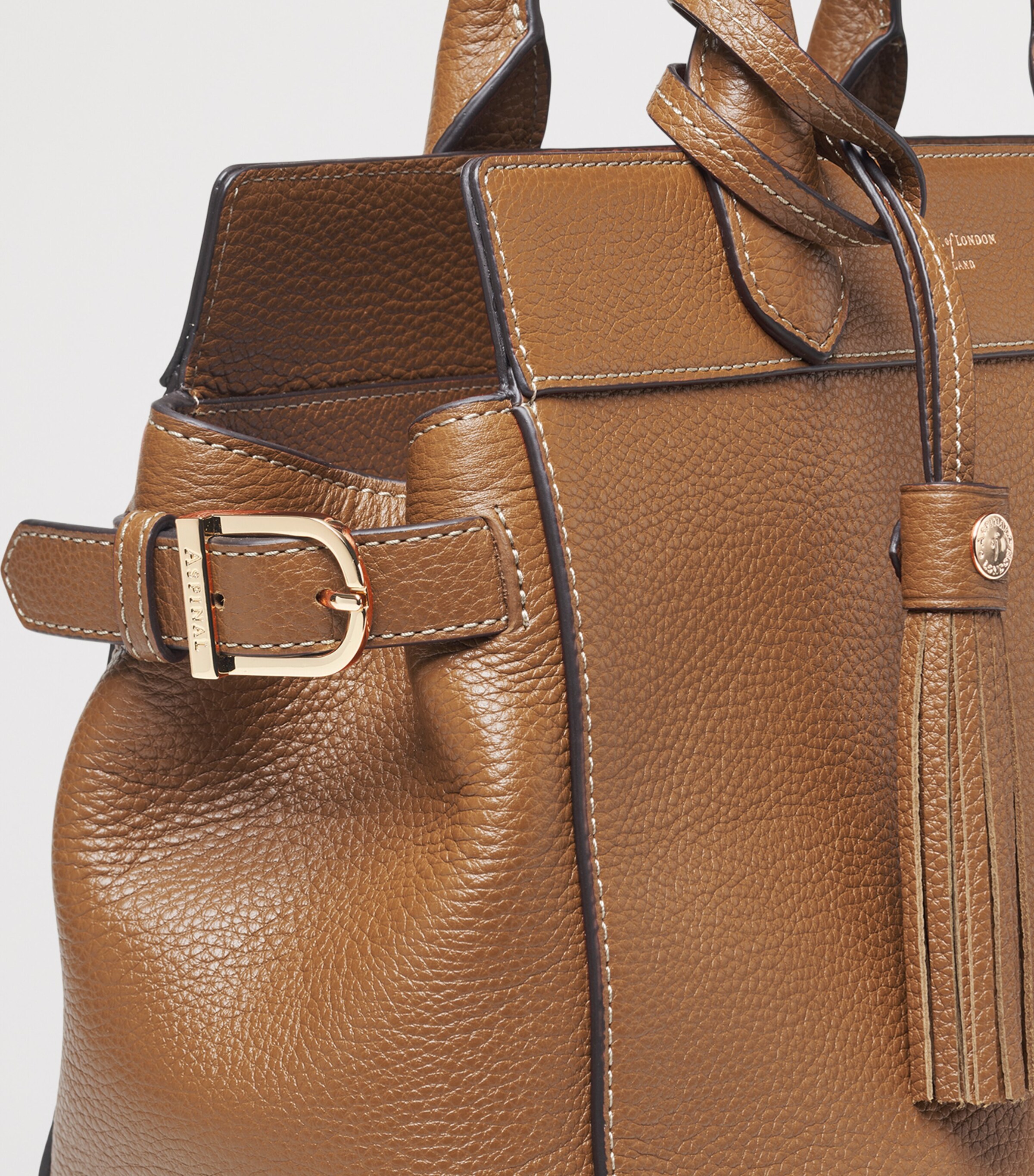 Aspinal Of London Leather Savannah Top-Handle Bag Tan Image 6