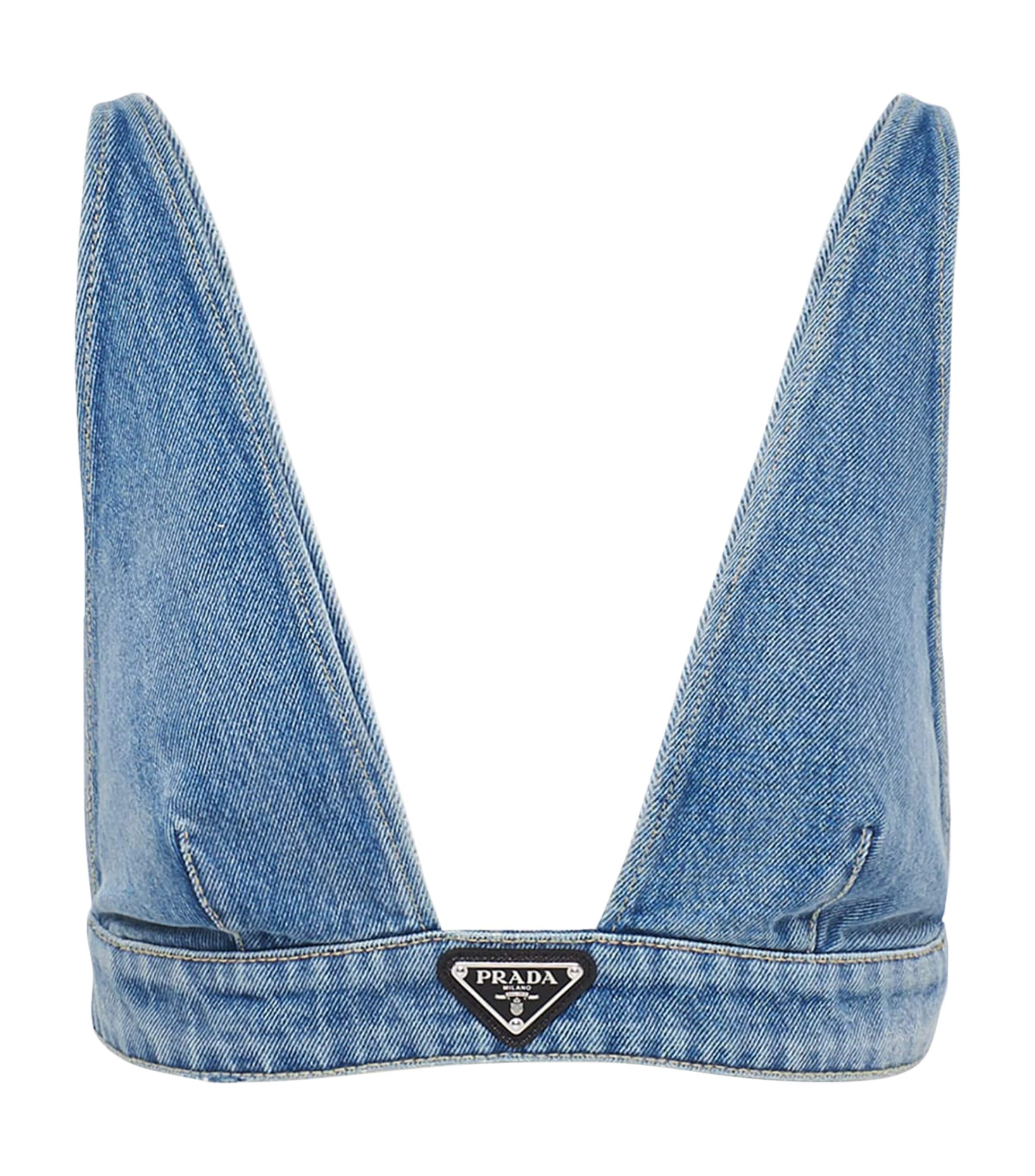 Prada Womens Organic Denim Bralette Image 1