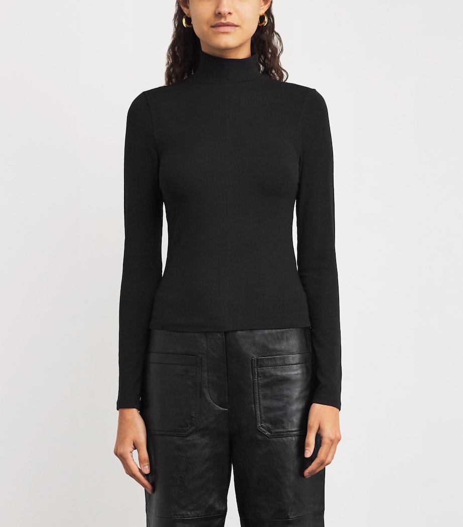 Modal Ribbed Rollneck Sweater BLACK Image 3