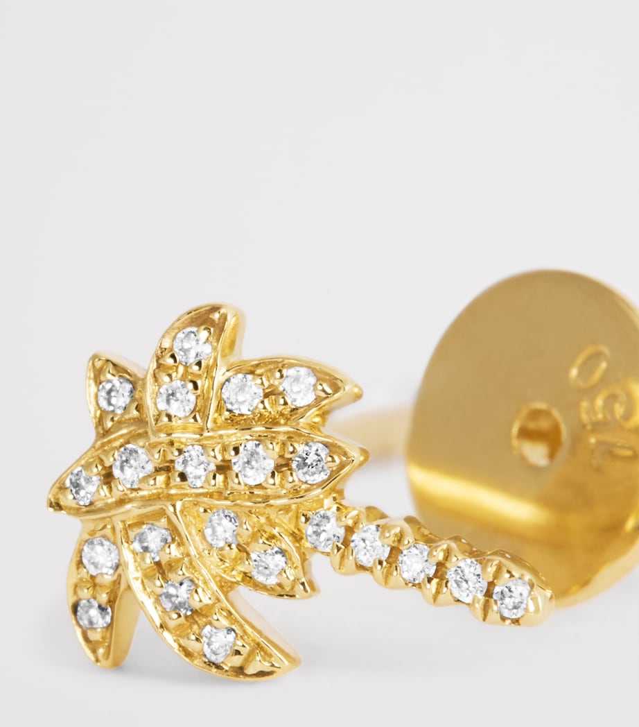 Yellow Gold and Diamond Palm Tree Single Earring YELLOW GOLD Image 5