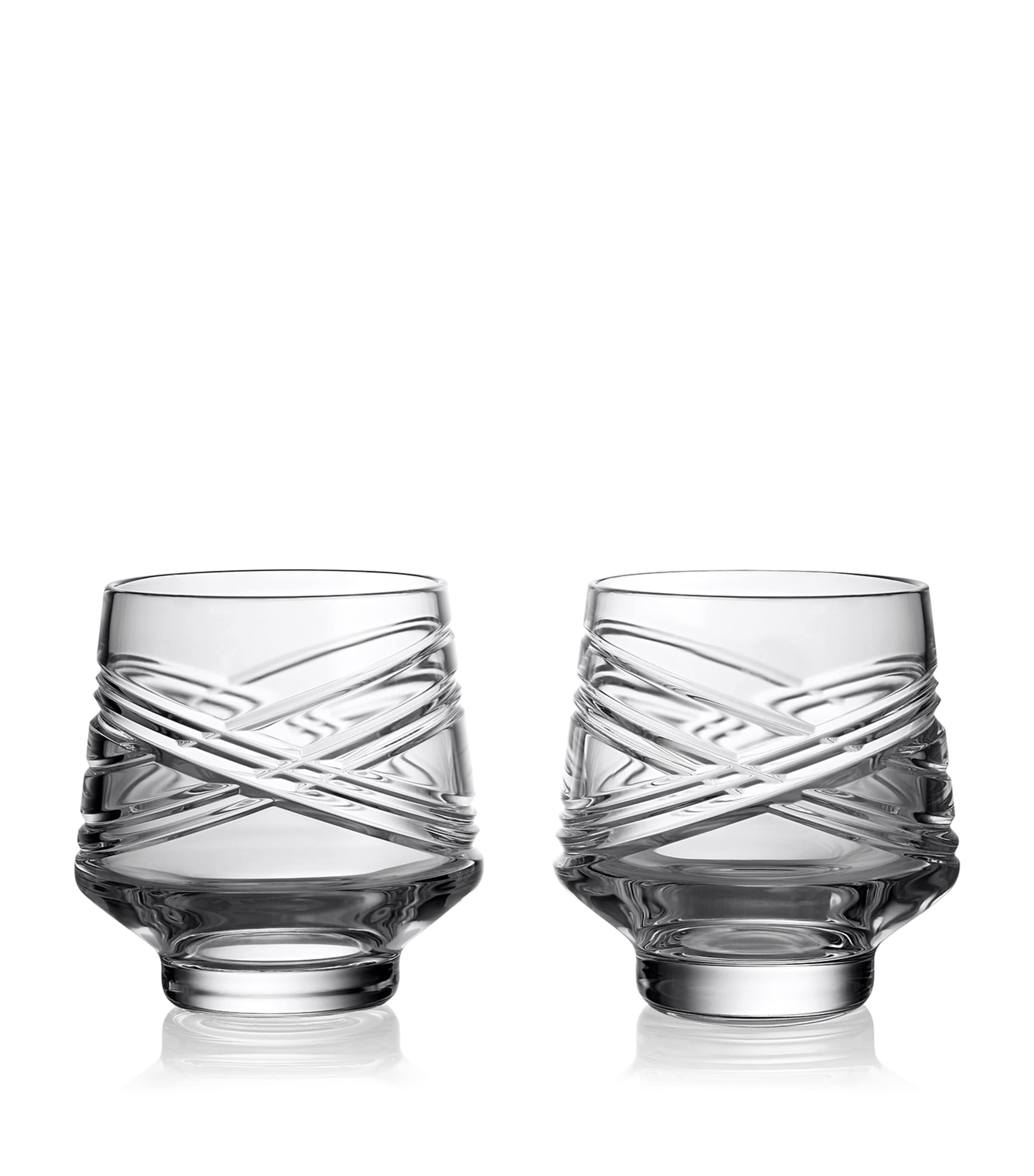 Waterford Set Of 2 Crystal Aran Tumblers In Clear