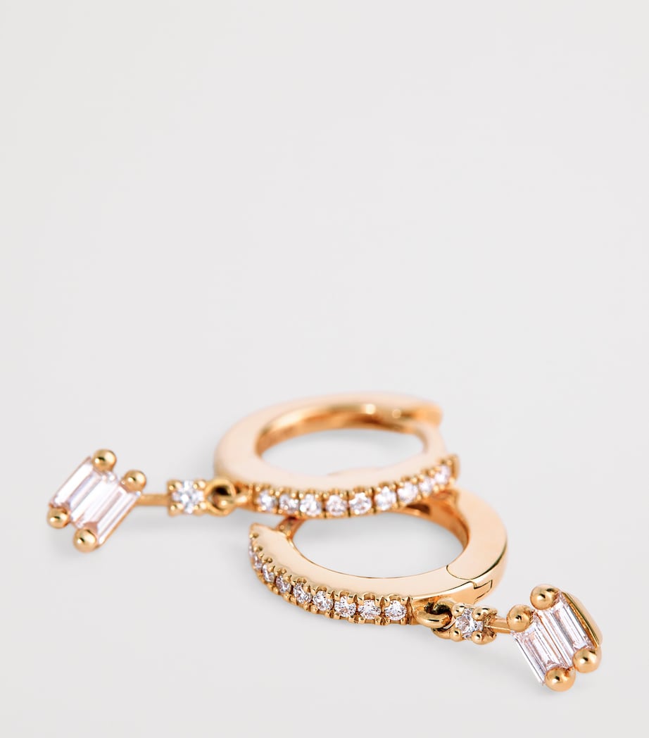 Rose Gold and White Diamond Bold Drop Earrings 18K RG/WD Image 5