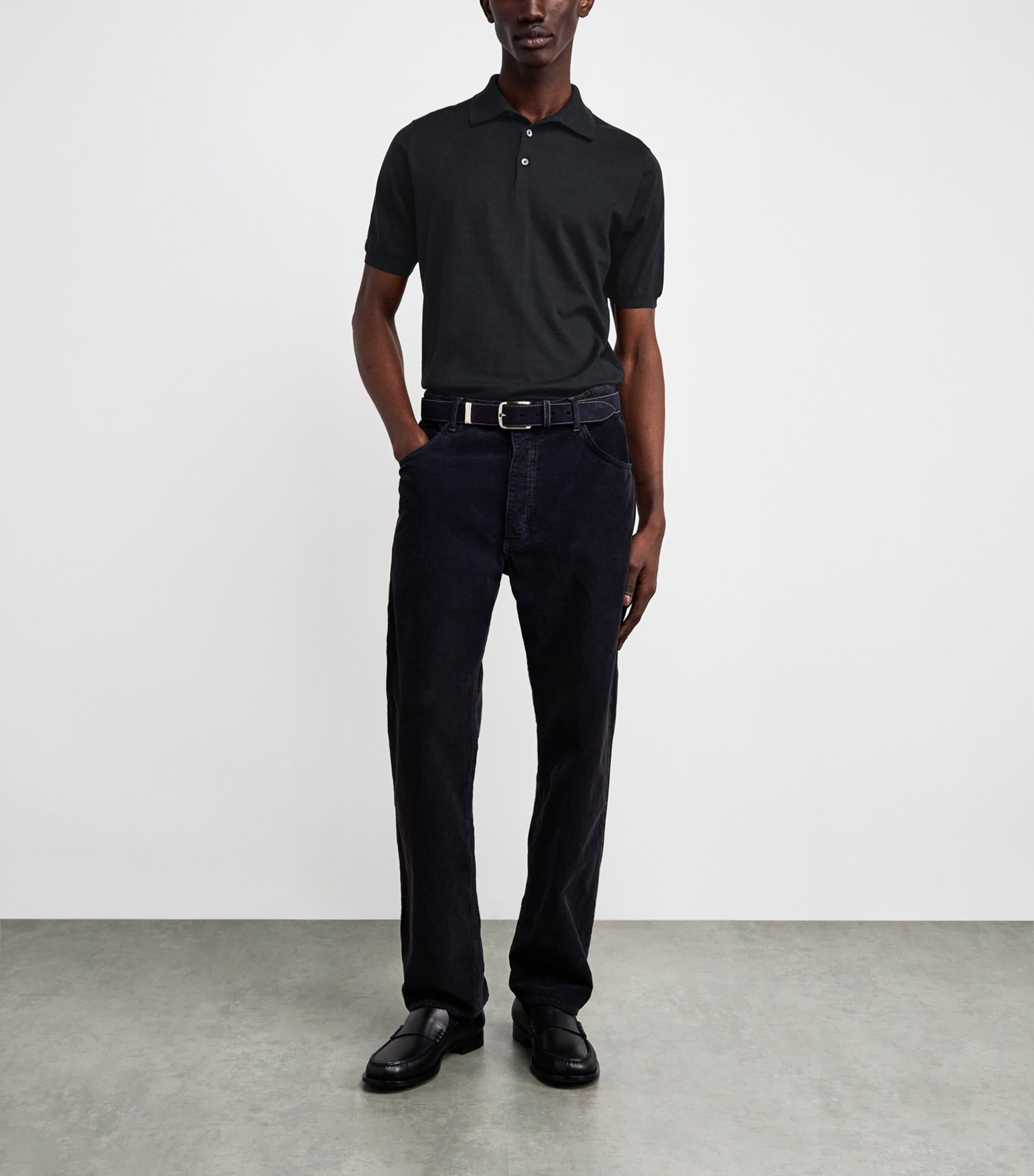 Cotton-Cashmere Polo Shirt E.19-NAVY Image 2