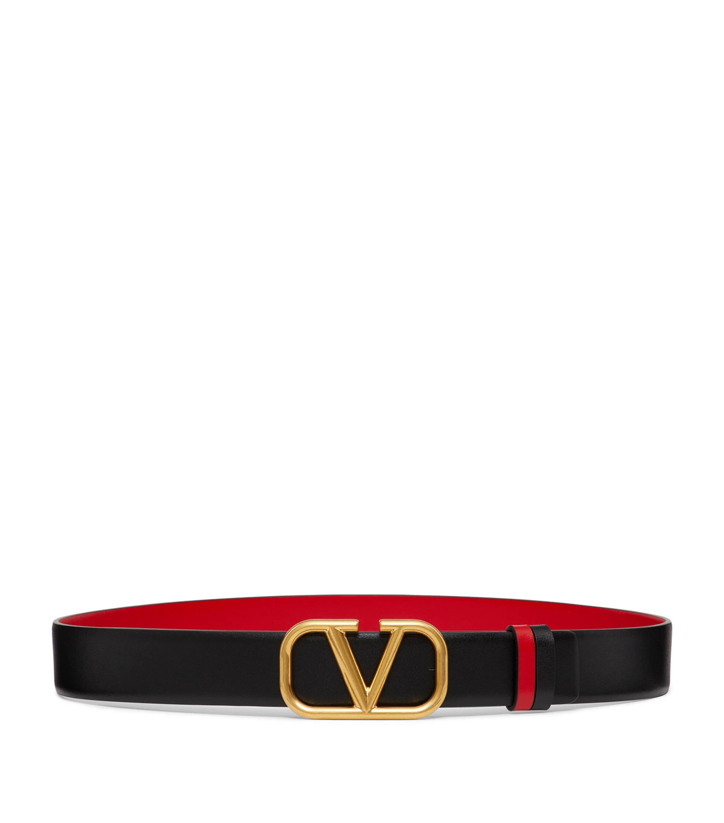 Valentino Garavani Leather Reversible Vlogo Signature Belt In Black