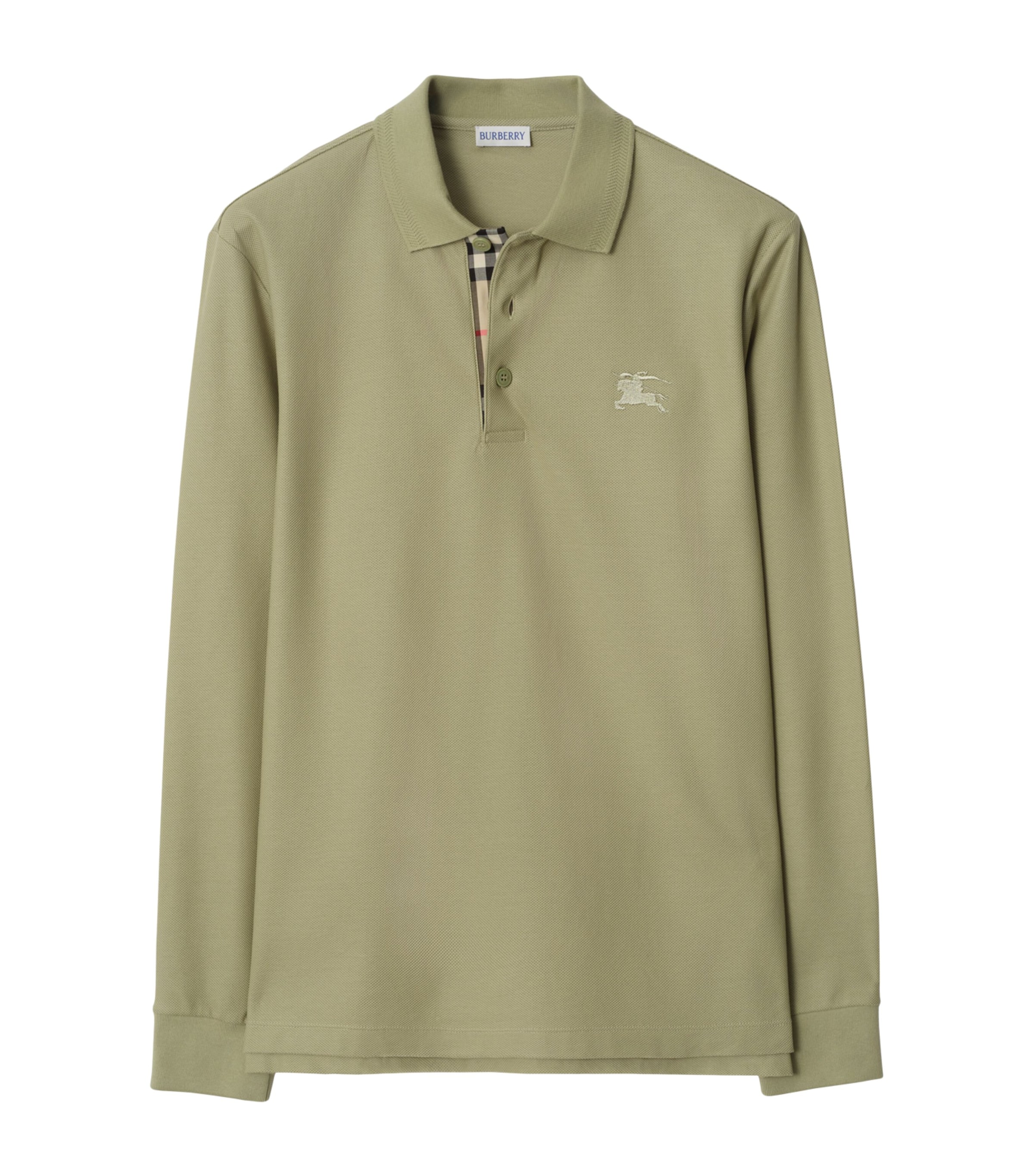 Cotton Long-Sleeve Polo Shirt GLADE GREEN Image 1
