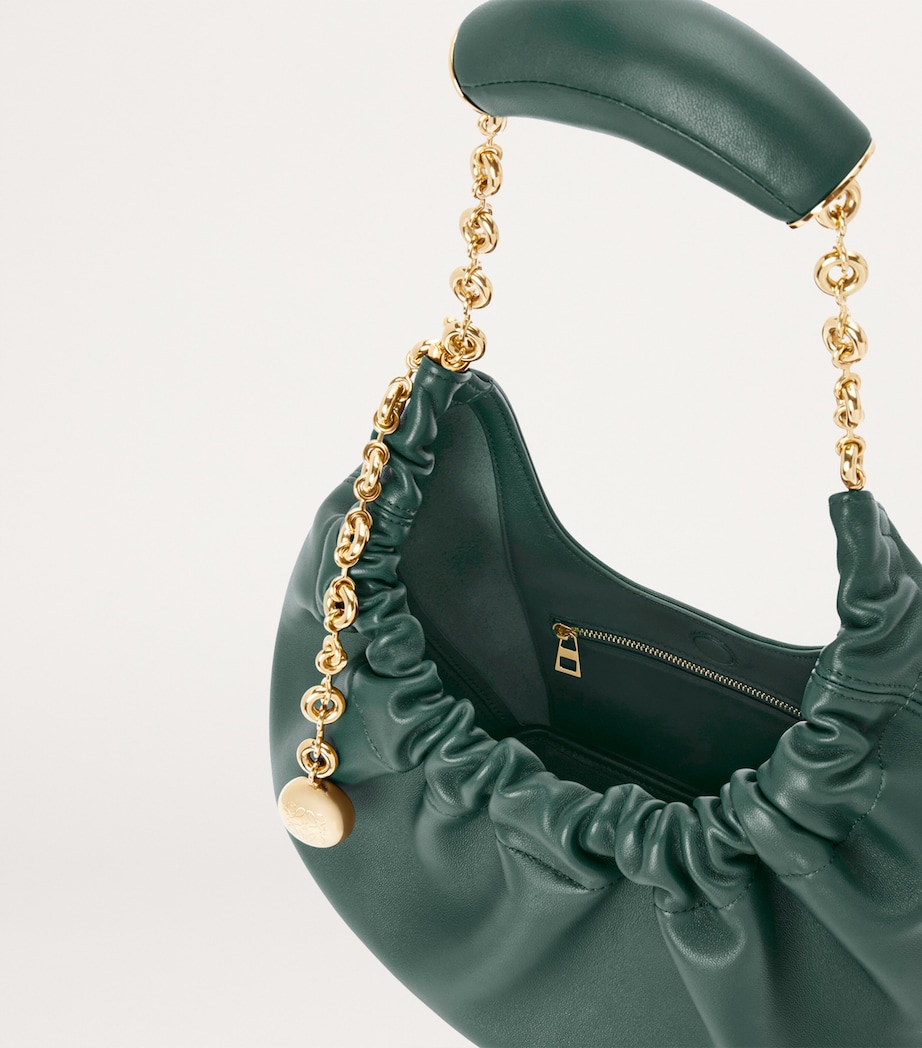 Small Leather Squeeze Top-Handle Bag VETIVER Image 6