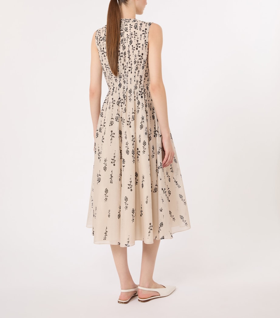 Max Mara Womens Cotton Floral Midi Dress Ecru Image 4