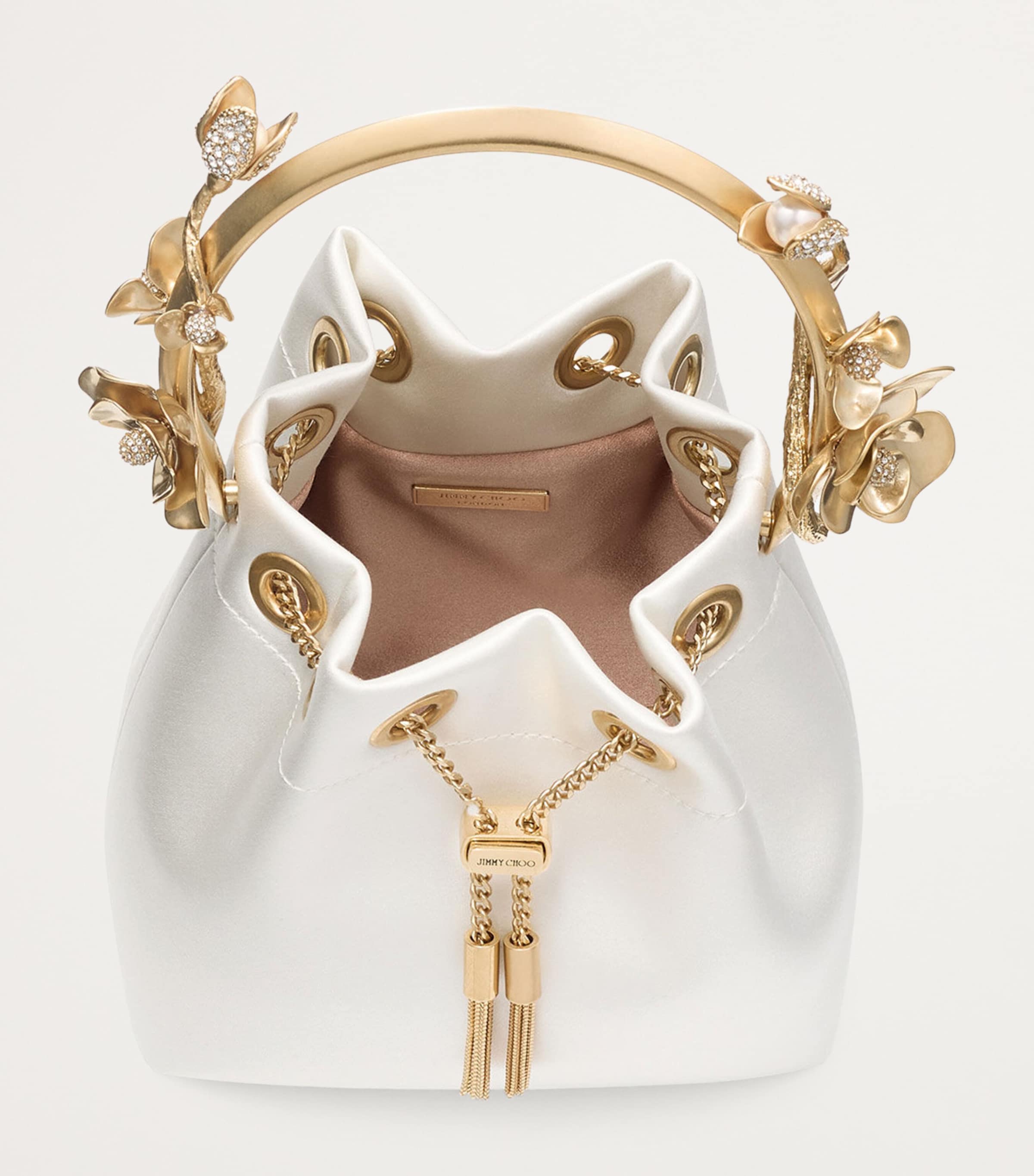 Bon Bon Satin Top-Handle Bag IVORY/GOLD Image 5
