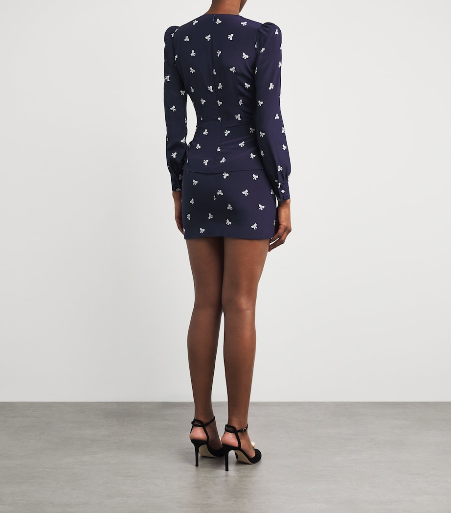 Silk Bow Mini Dress 1844 NAVY BLUE-WHITE Image 3