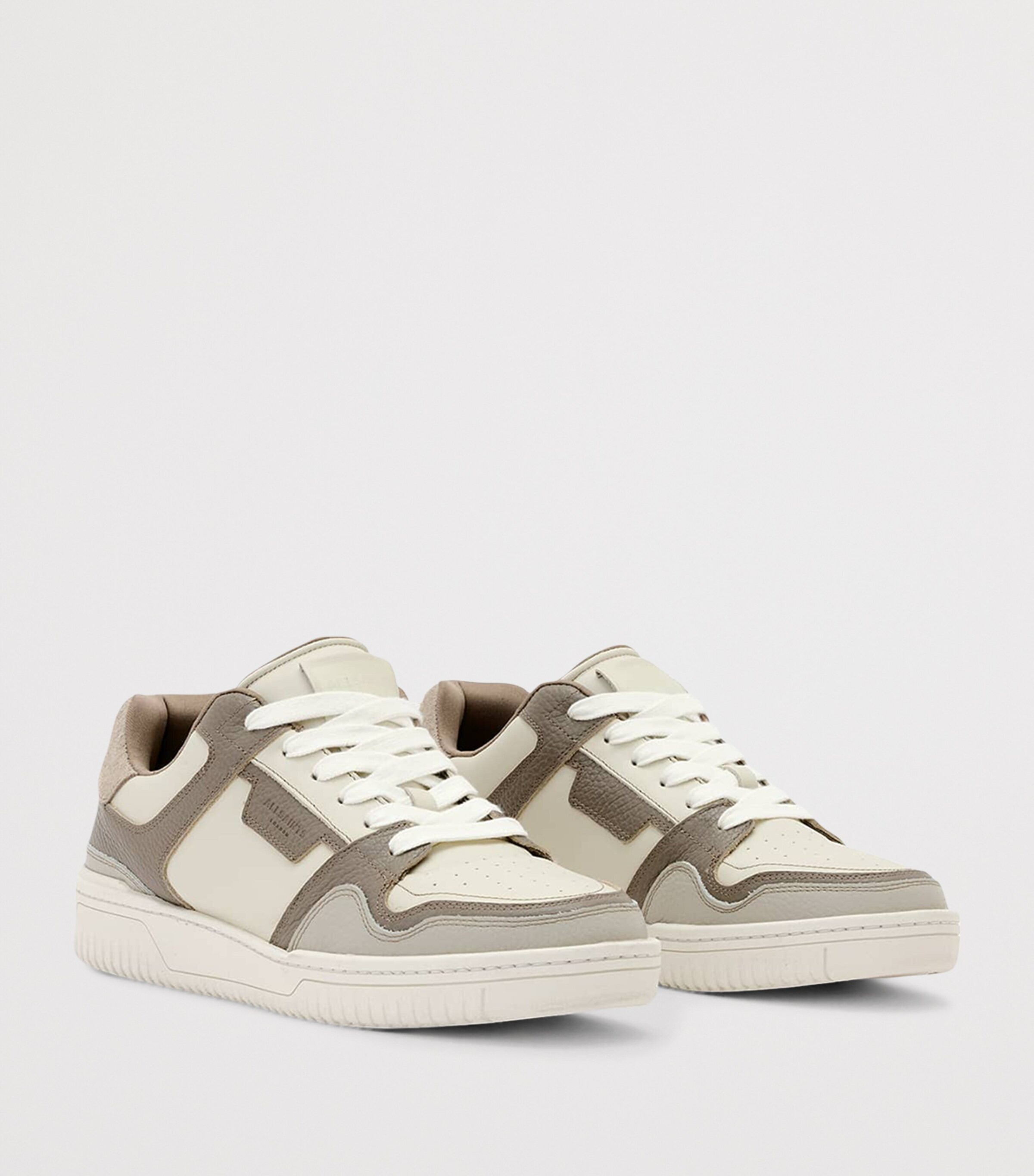 AllSaints Leather Regan Plus Low-Top Trainers Grey/off White Image 3