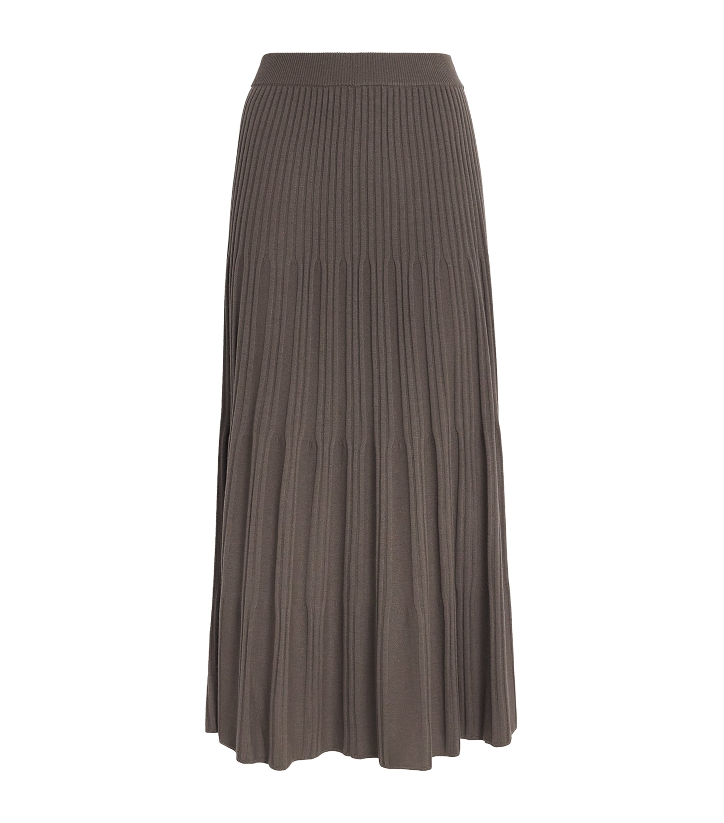 Joseph Wool Ribbed Skirt In Brown