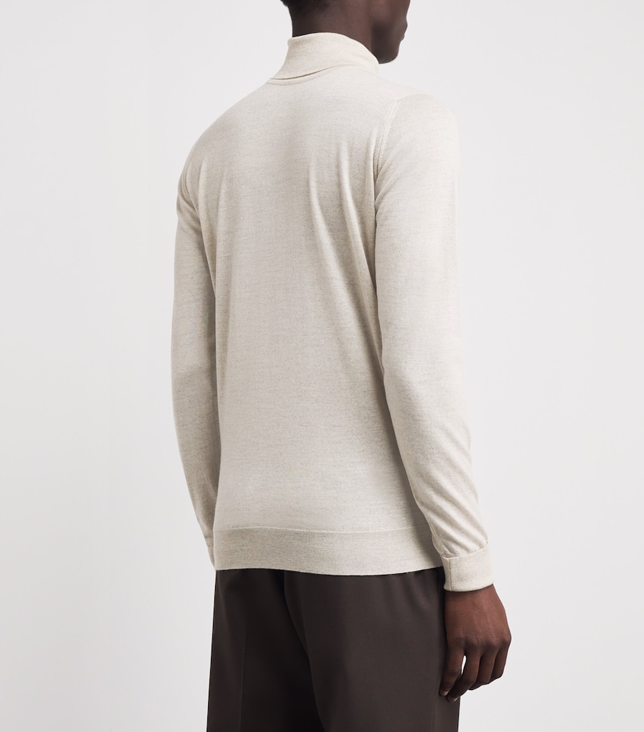 Alan Scott Mens Superfine Merino Wool Rollneck Sweater Natural Image 5