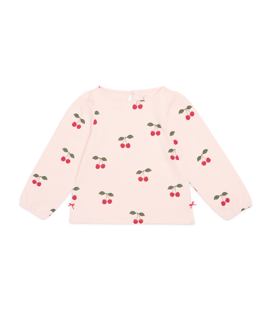 KONGES SLOJD Organic Cotton Cherry Print T-Shirt (2-8 Years) Peony Image 1