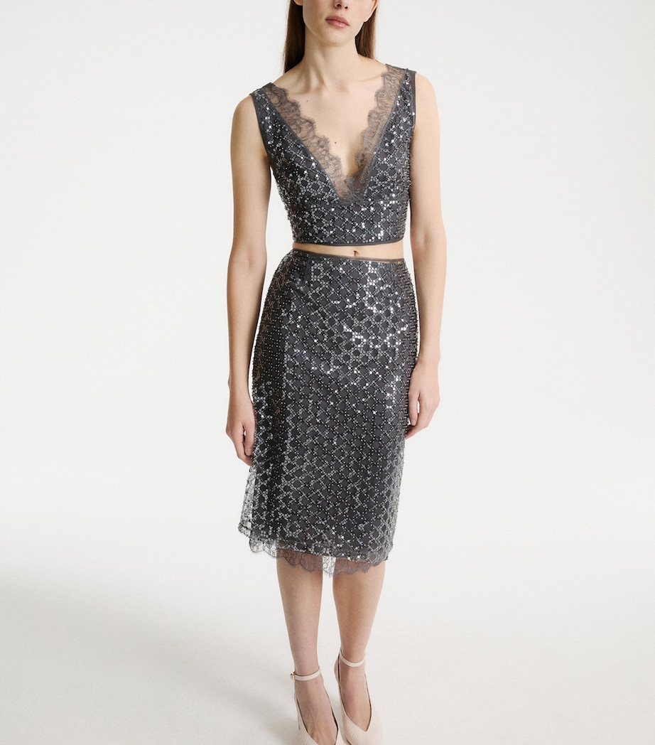 Marella Womens Sequinned Mini Skirt Medium Grey Image 4