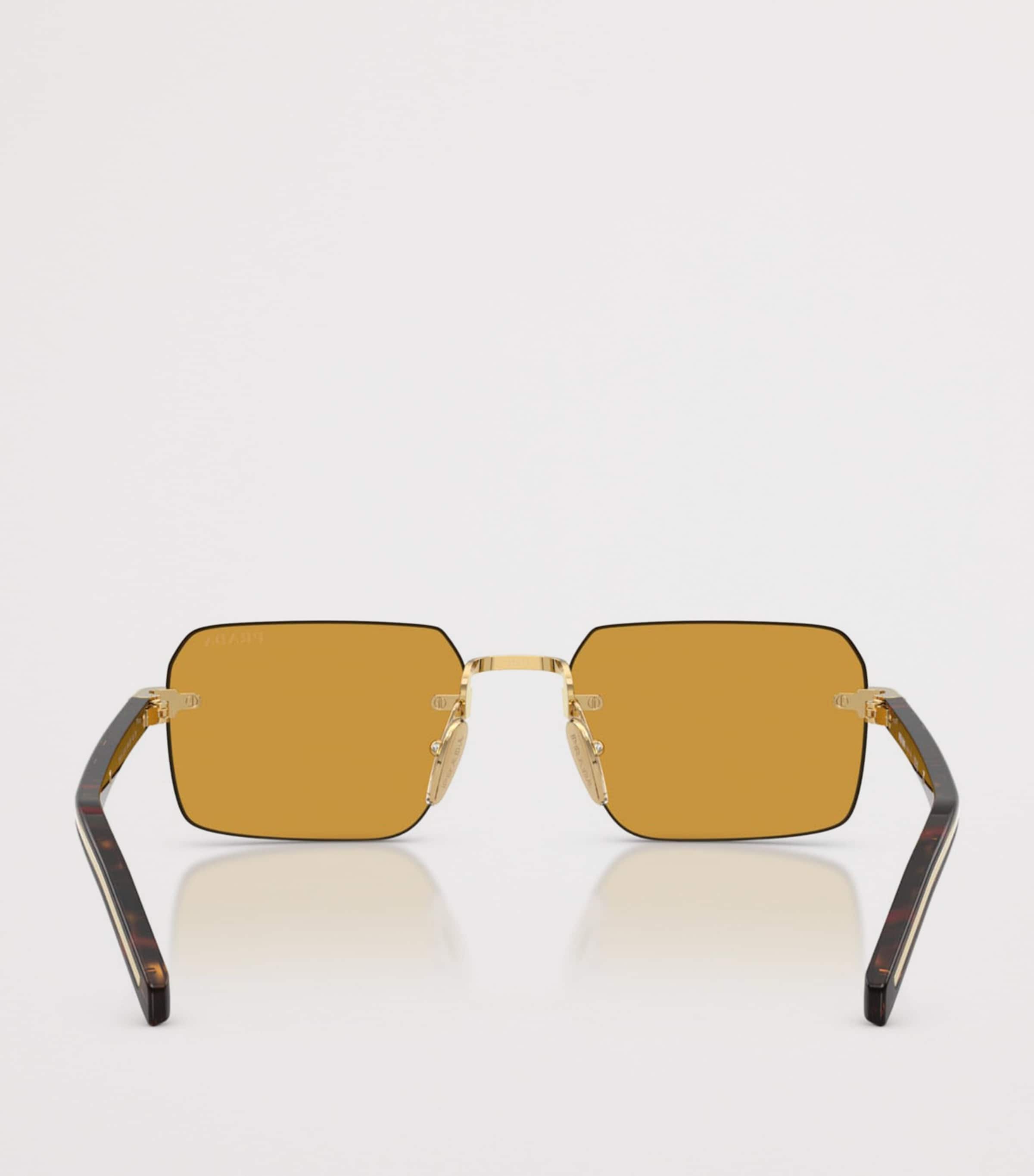 Prada Rimless Rectangle Sunglasses Gold Image 4