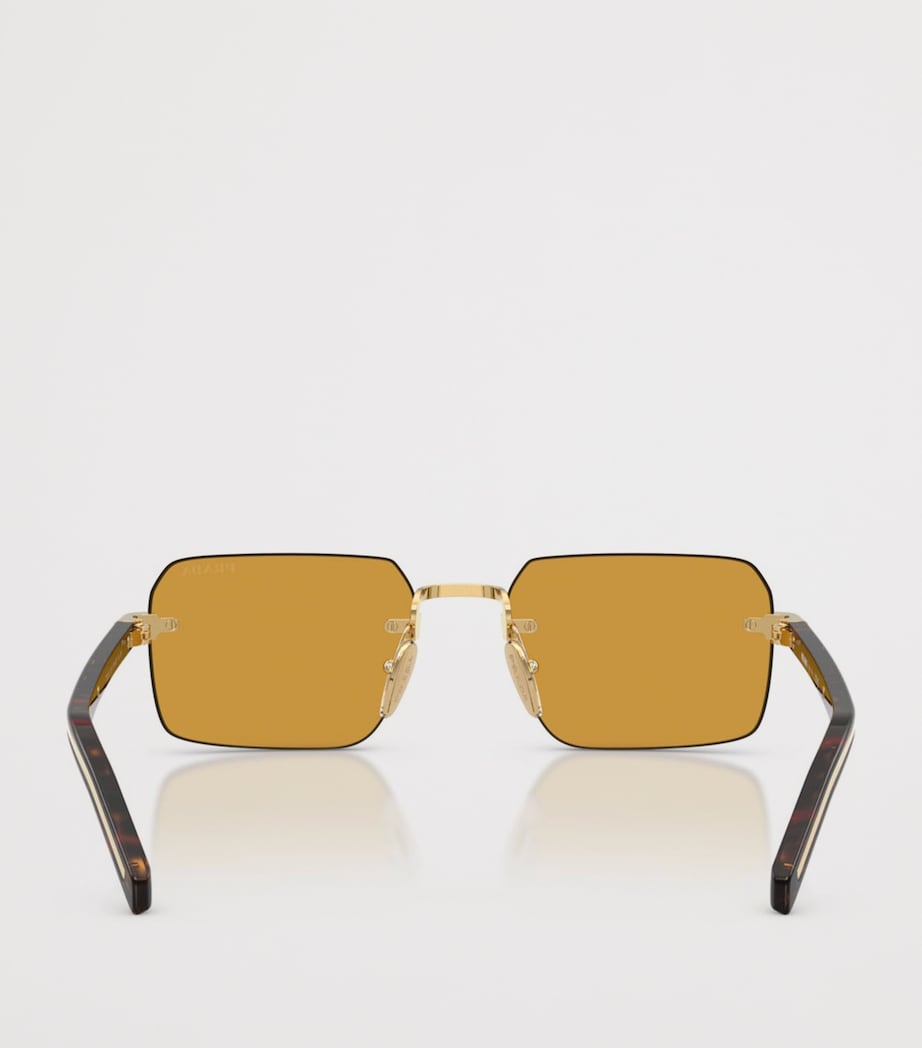 Prada Rimless Rectangle Sunglasses Gold Image 4