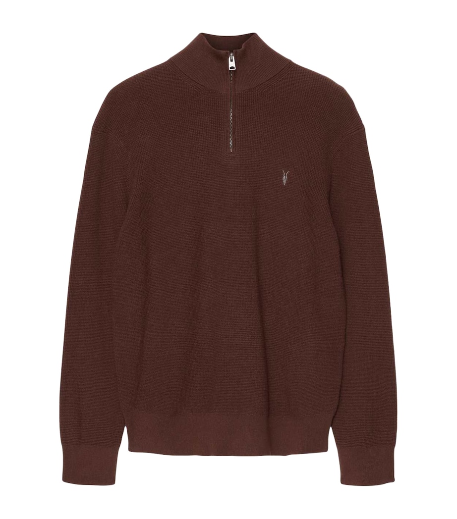 AllSaints Mens Funnel-Neck Aspen Sweater Hot Choc Brown Image 1