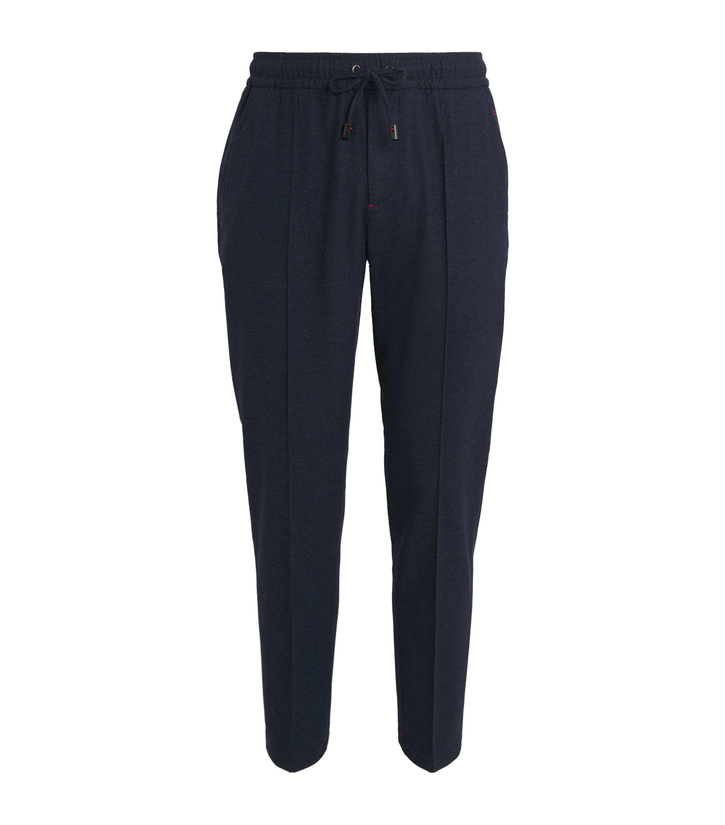 Shop Isaia Wool-cashmere-blend Drawstring Trousers In Navy