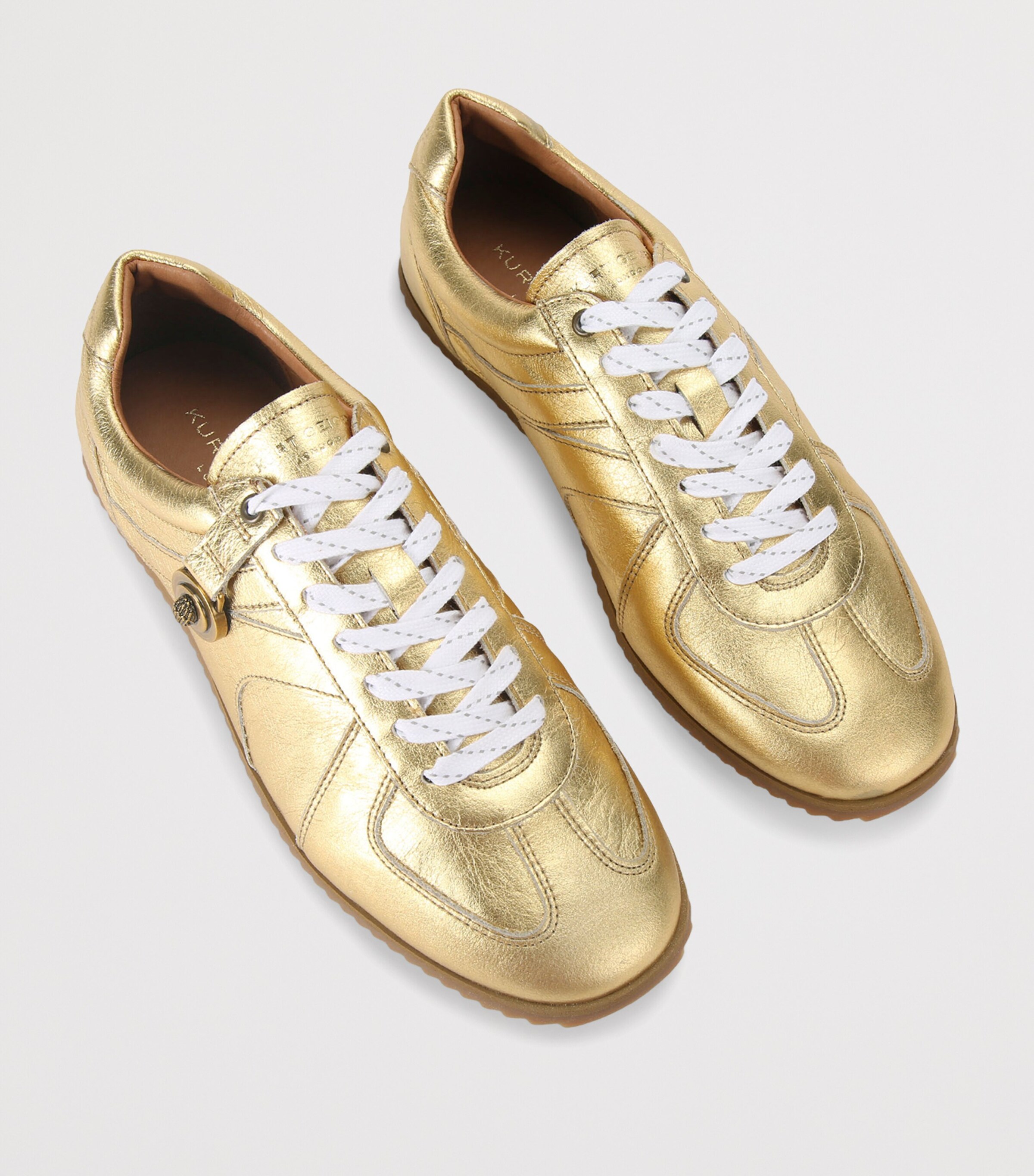 Kurt Geiger London Metallic Leather Eldon Sneakers Gold Image 4