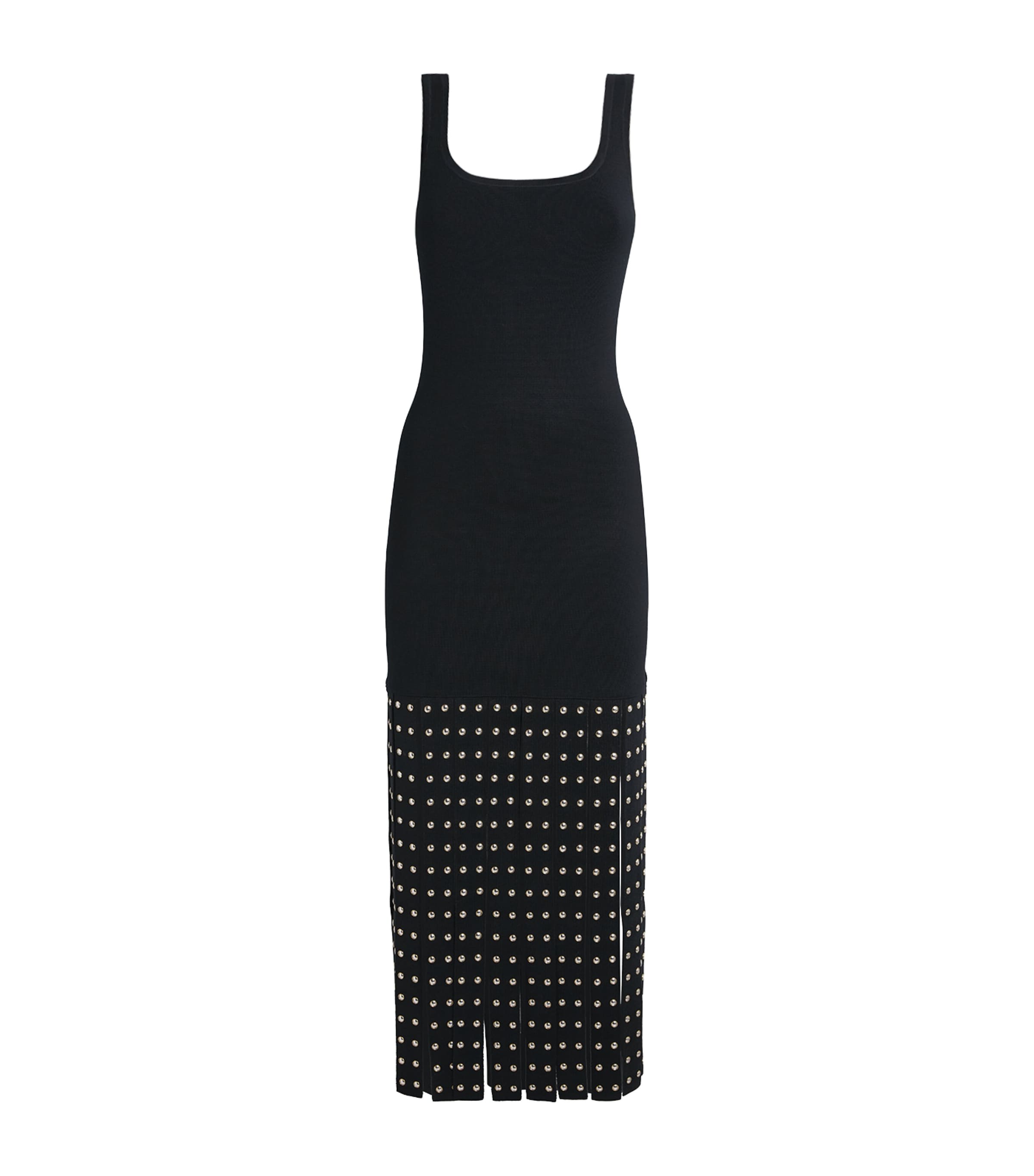 Sandro Paris Womens Knitted Fringe Midi Dress Black Image 1