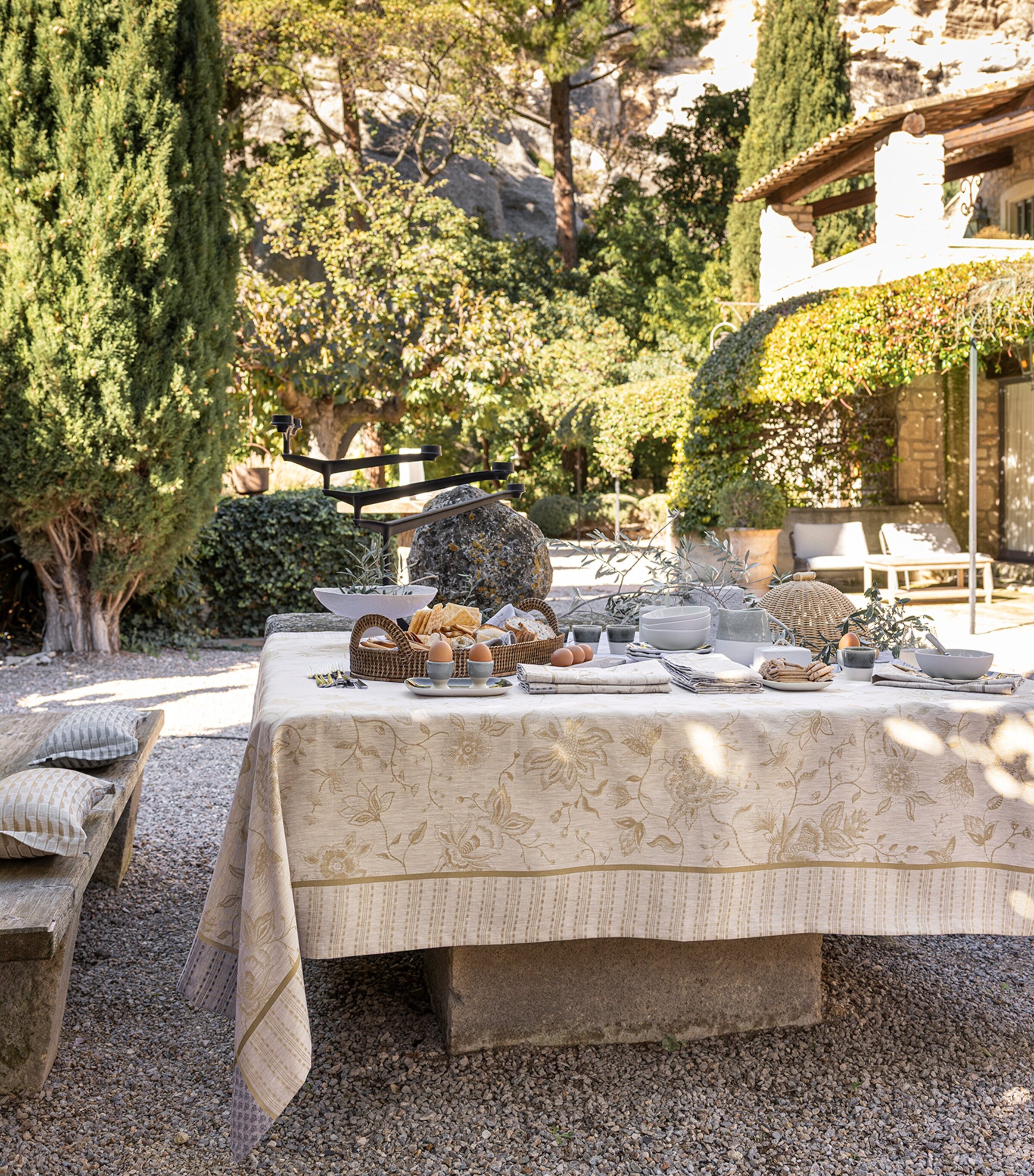 Le Jacquard Français Linen Été Indien Tablecloth (175cm x 250cm) Beige Image 2