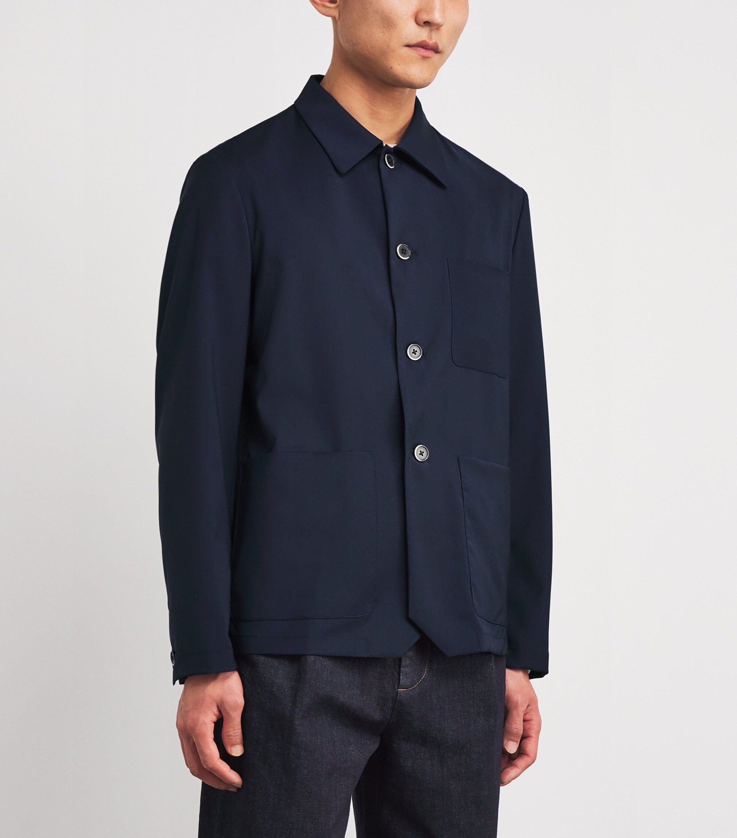 Tropical Virgin Wool Overshirt 170 NAVY Image 3