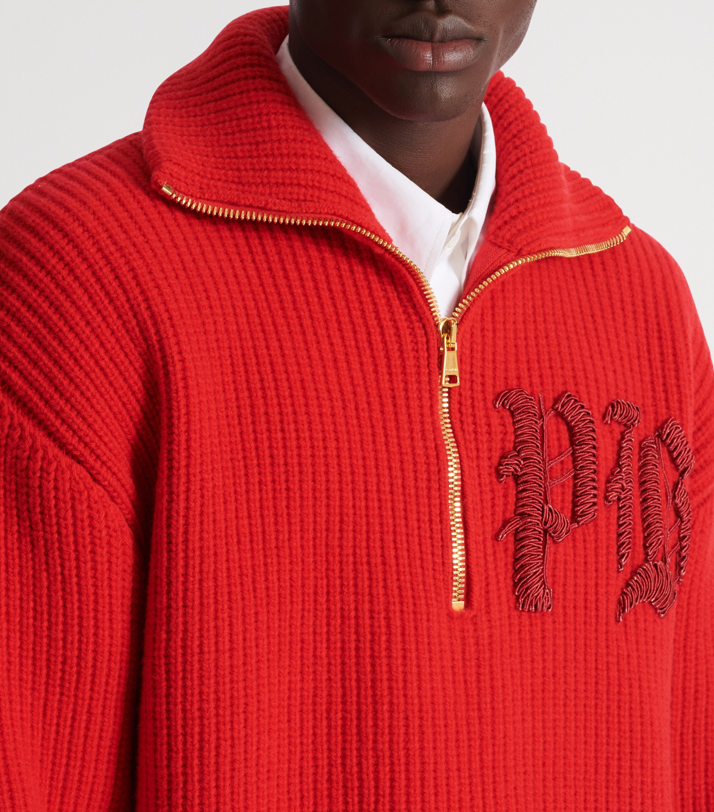 Virgin Wool Half-Zip Sweatshirt 3AC ROUGE Image 8