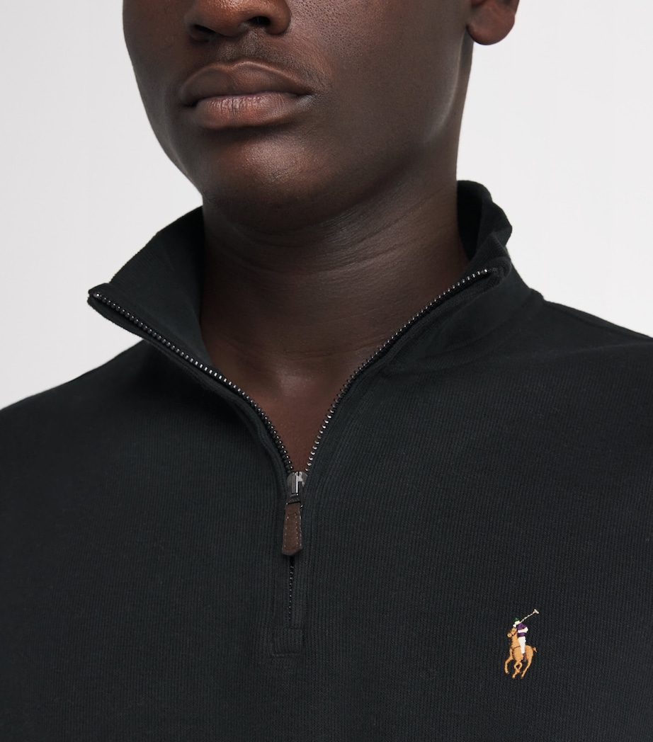 Polo Ralph Lauren Mens Cotton Quarter-Zip Sweater Polo Black Image 6