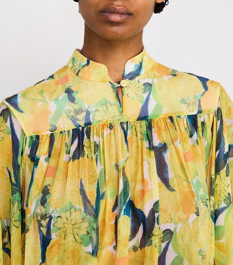 Silk Floral Frappe Blouse YE02 ZESTY Image 6