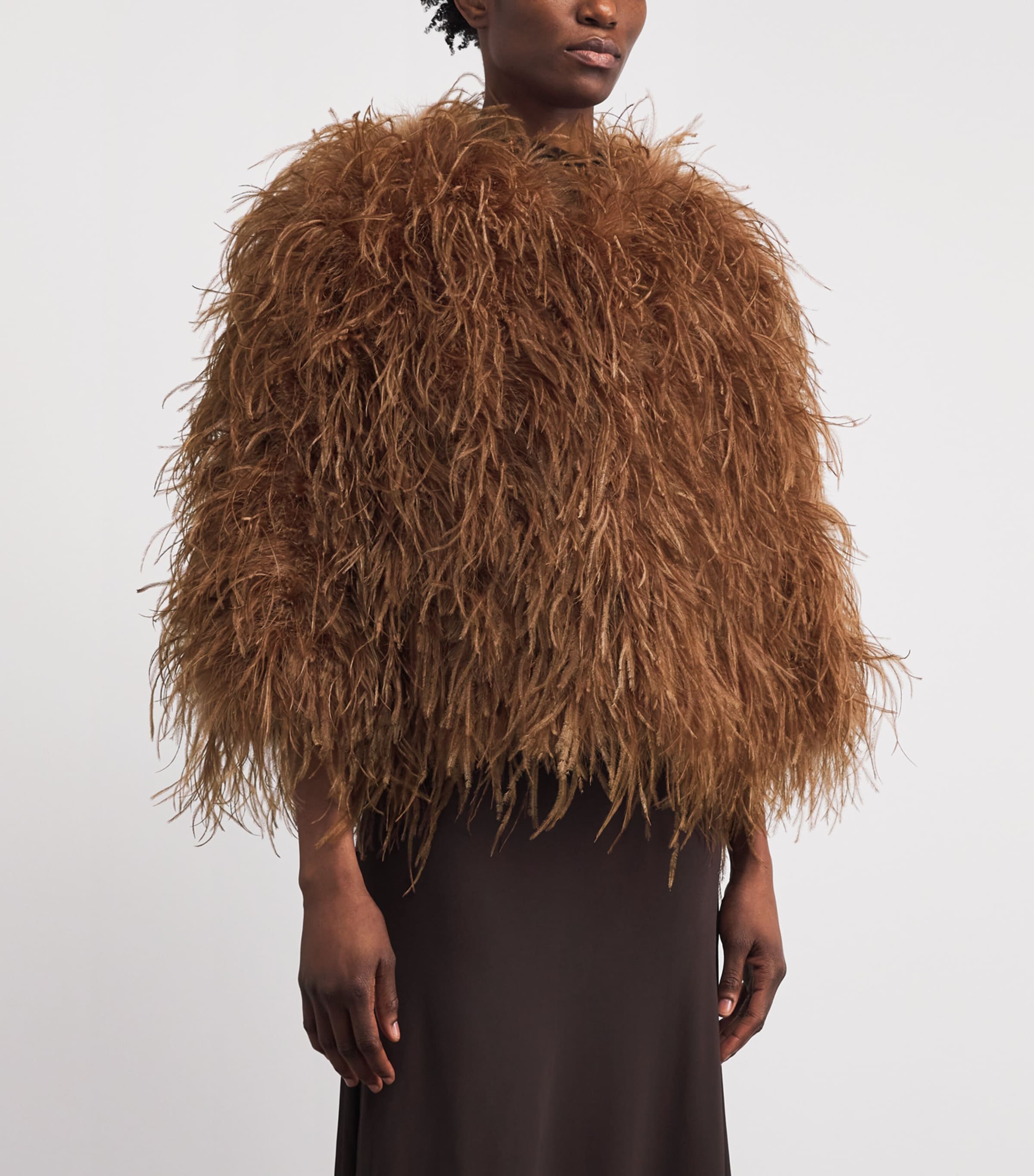 Yves Salomon Womens Ostrich Feather Jacket Image 4