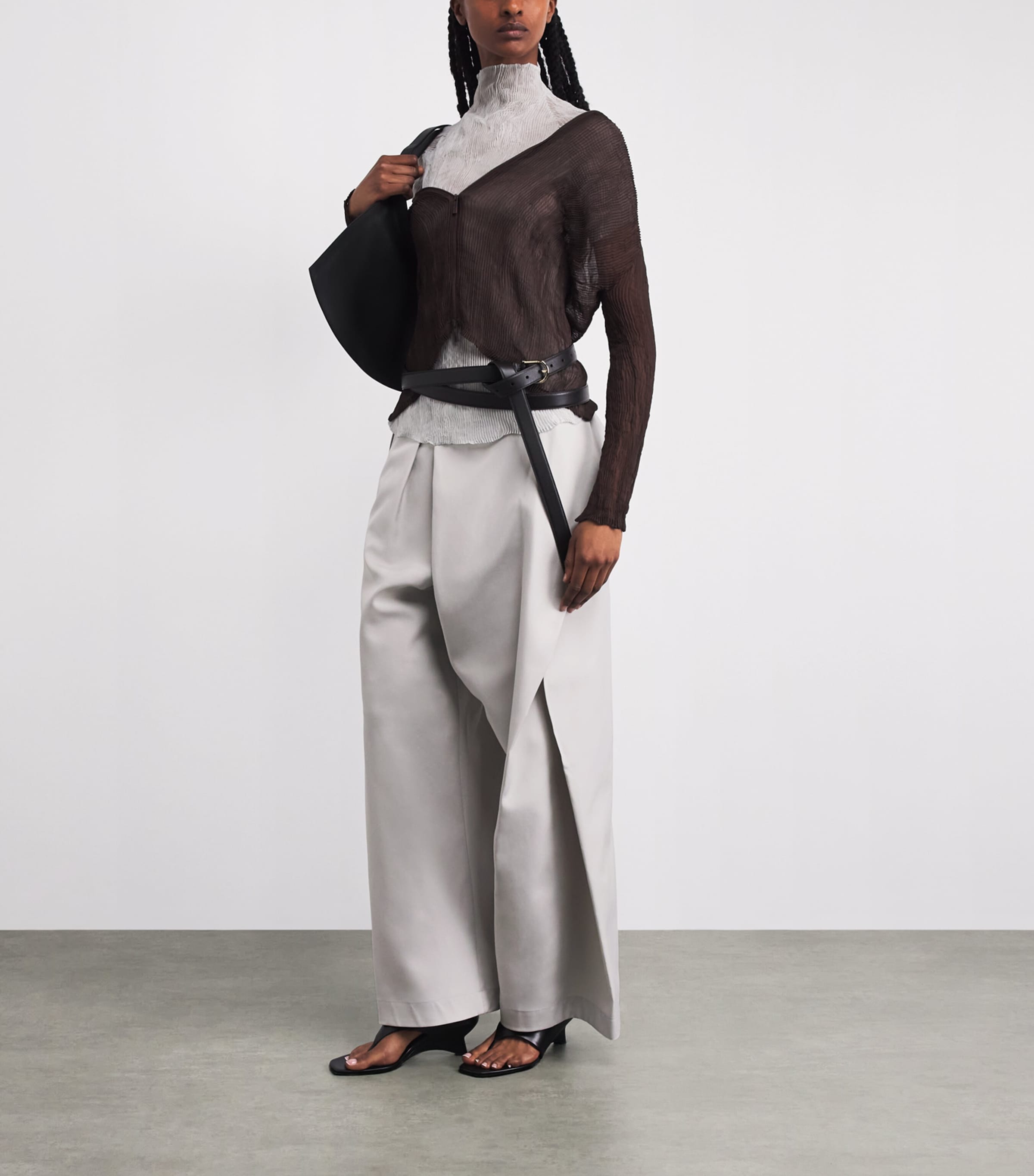 Issey Miyake Womens Fluttering Trousers Light Grey Image 2