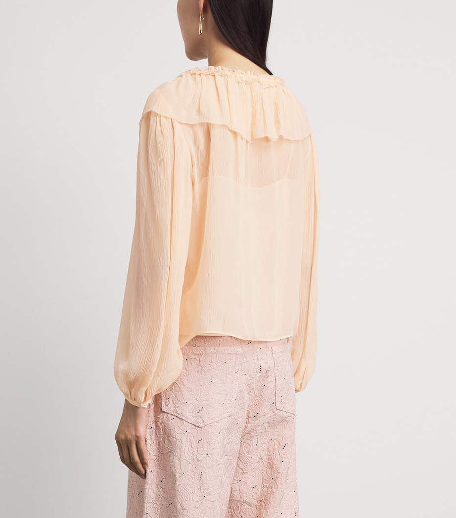 PAIGE Womens Plissé Michelina Blouse Light Peach Image 5