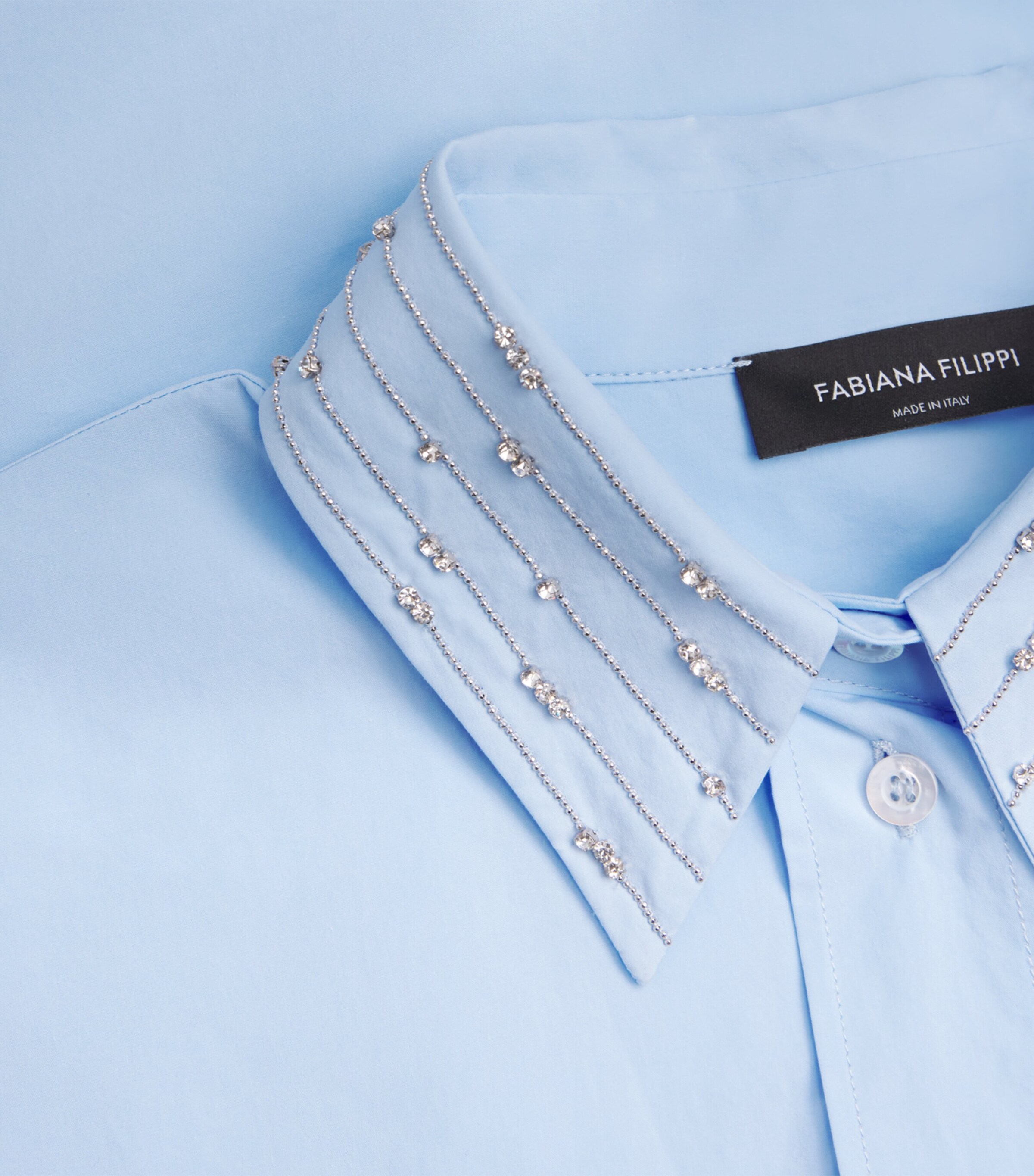 Fabiana Filippi Womens Embellished-Collar Boyfriend Shirt Azzurro Cielo Image 6