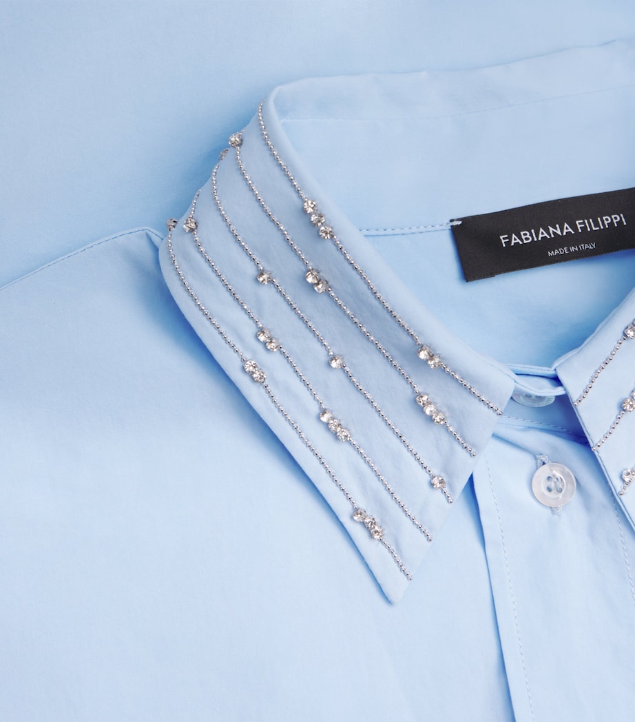 Fabiana Filippi Womens Embellished-Collar Boyfriend Shirt Azzurro Cielo Image 6