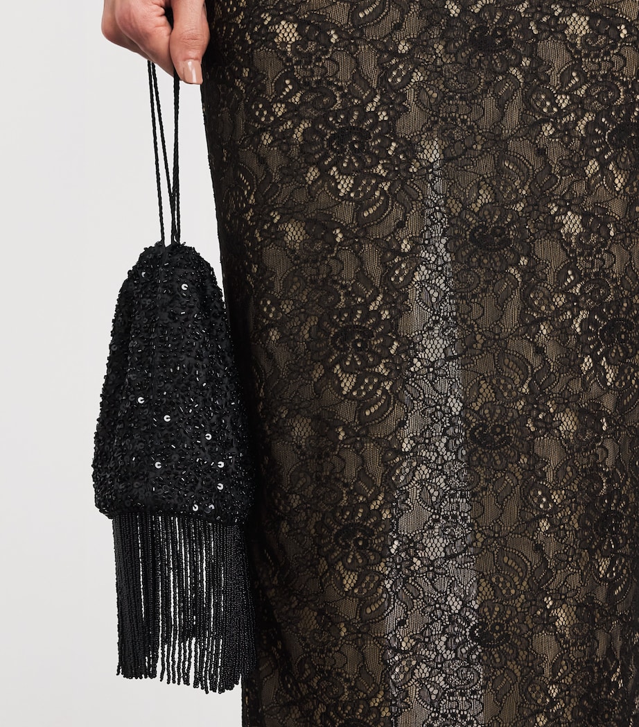 Alessandra Rich Womens Stretch-Lace Maxi Dress Black Image 5