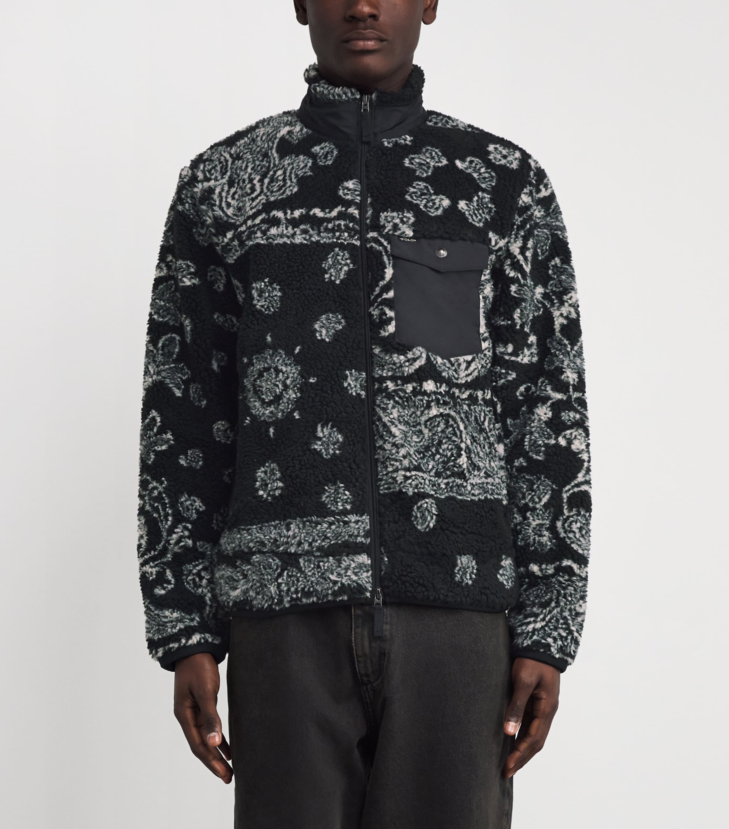 High-Pile Fleece Bandana Jacket BLACK Image 3