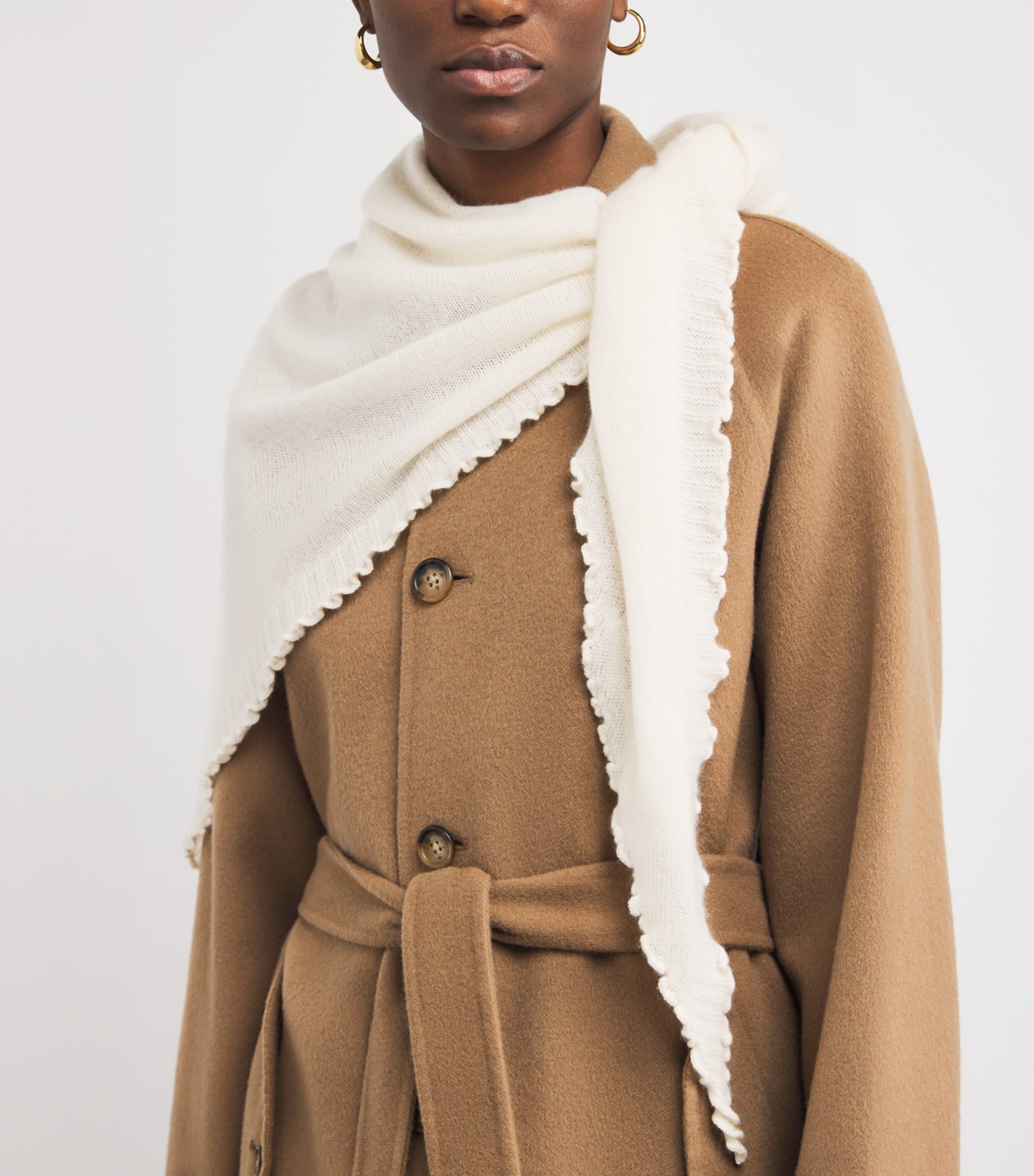 Cashmere Lettuce-Hem Scarf 41/41 OATMEAL Image 2